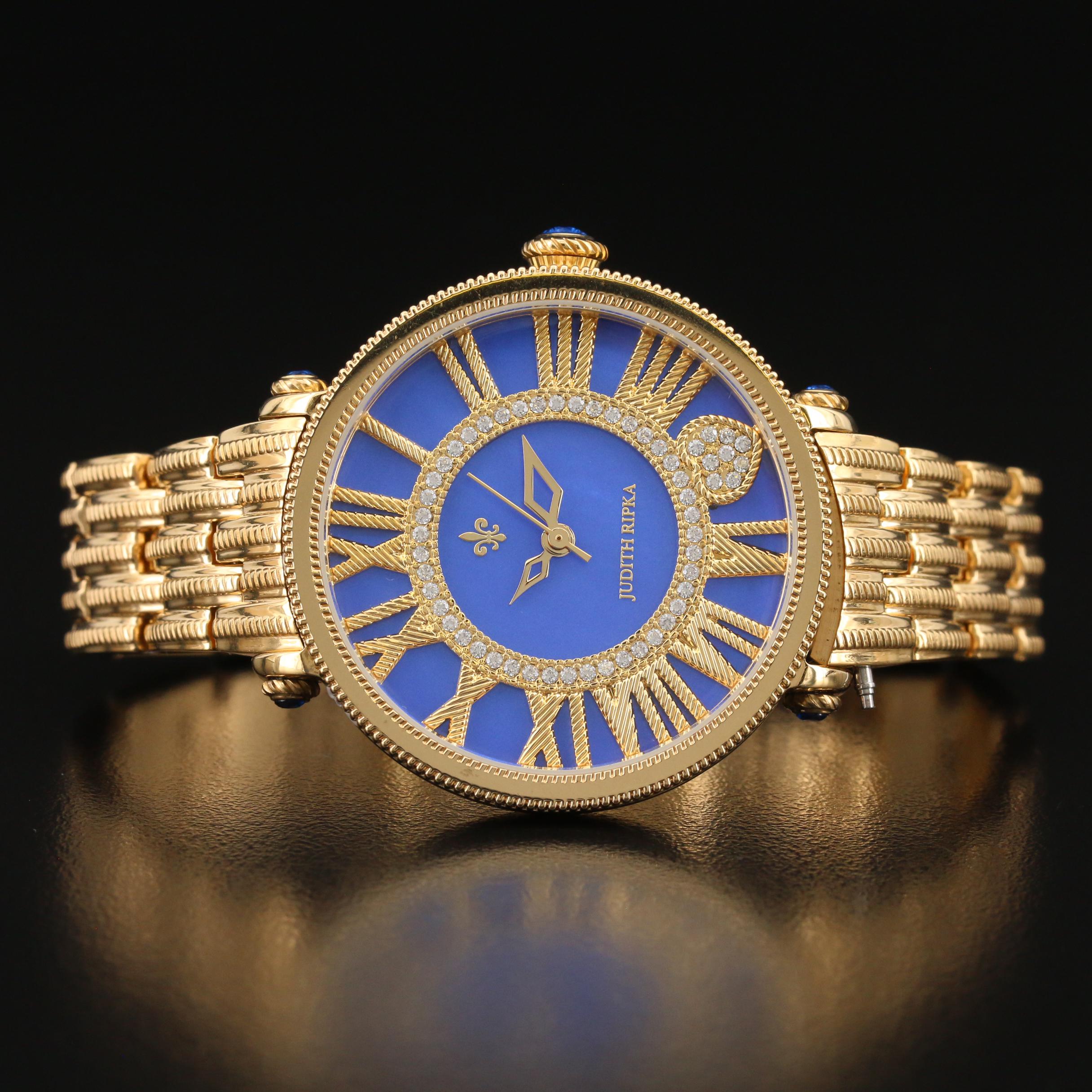 Judith Ripka "London" Blue Dial Watch