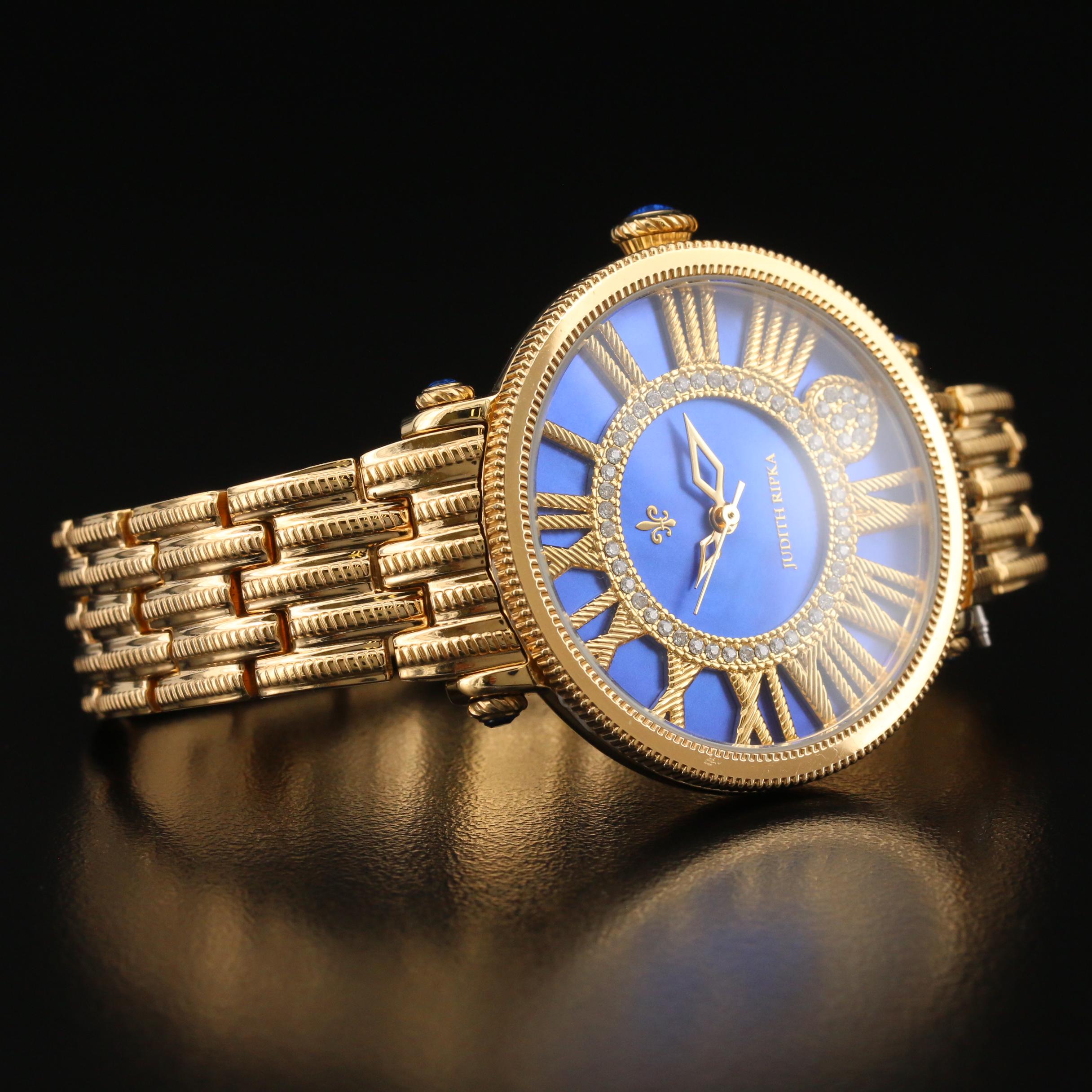 Judith Ripka "London" Blue Dial Watch