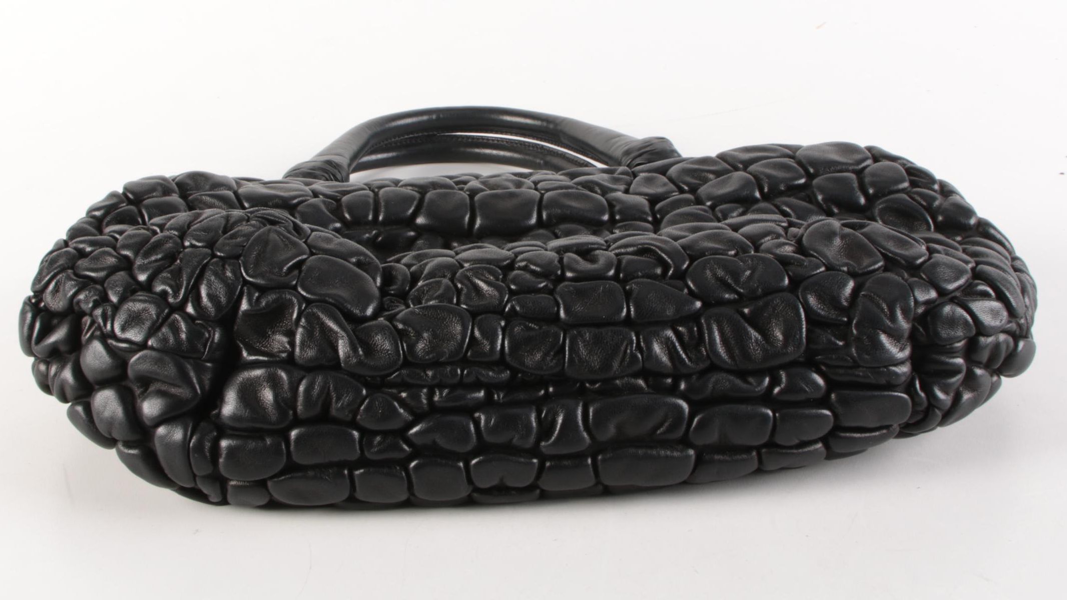 Prada Satchel in Black Embossed Croc Bubble Leather