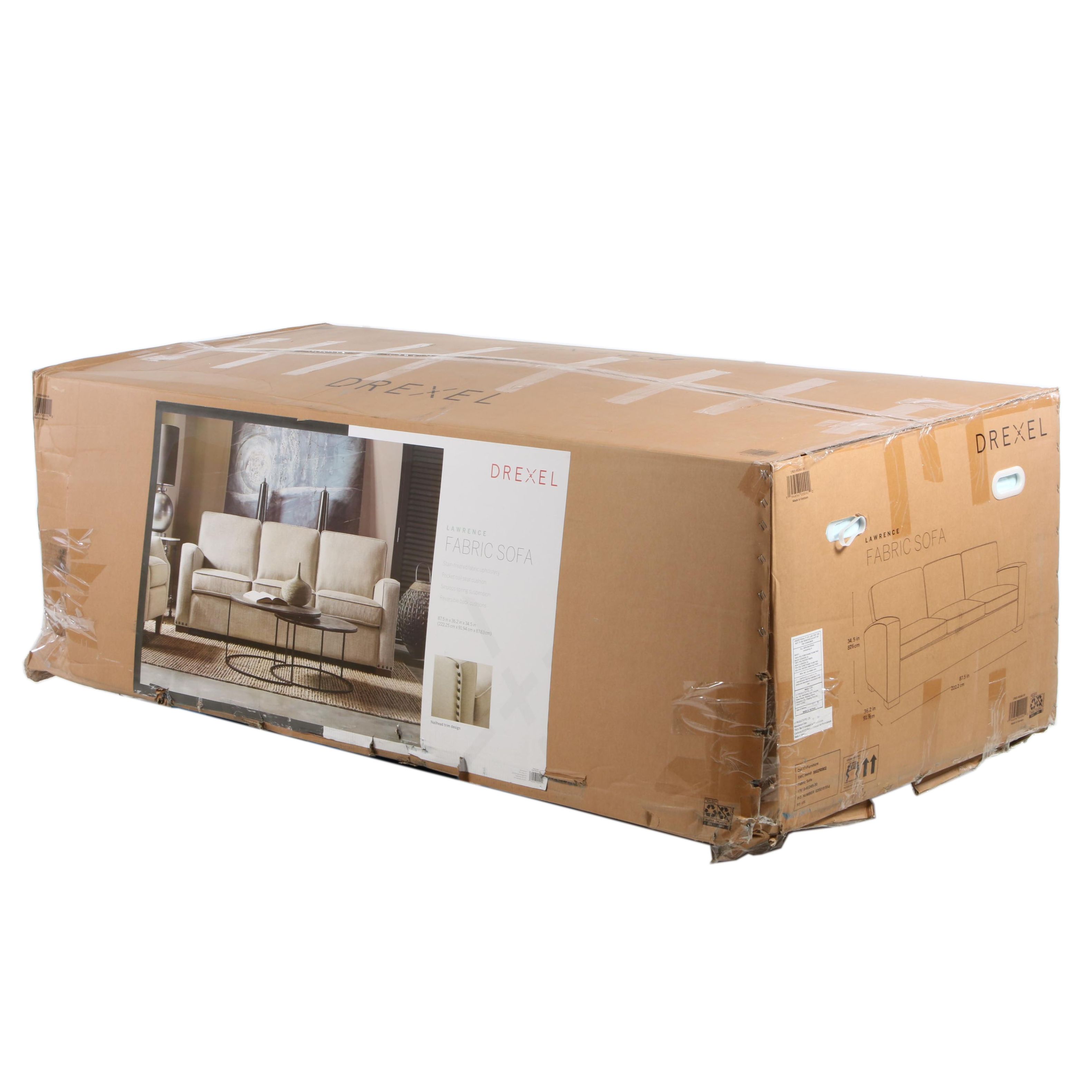 Drexel "Lawrence" Contemporary Upholstered Sofa with Nailhead Trim