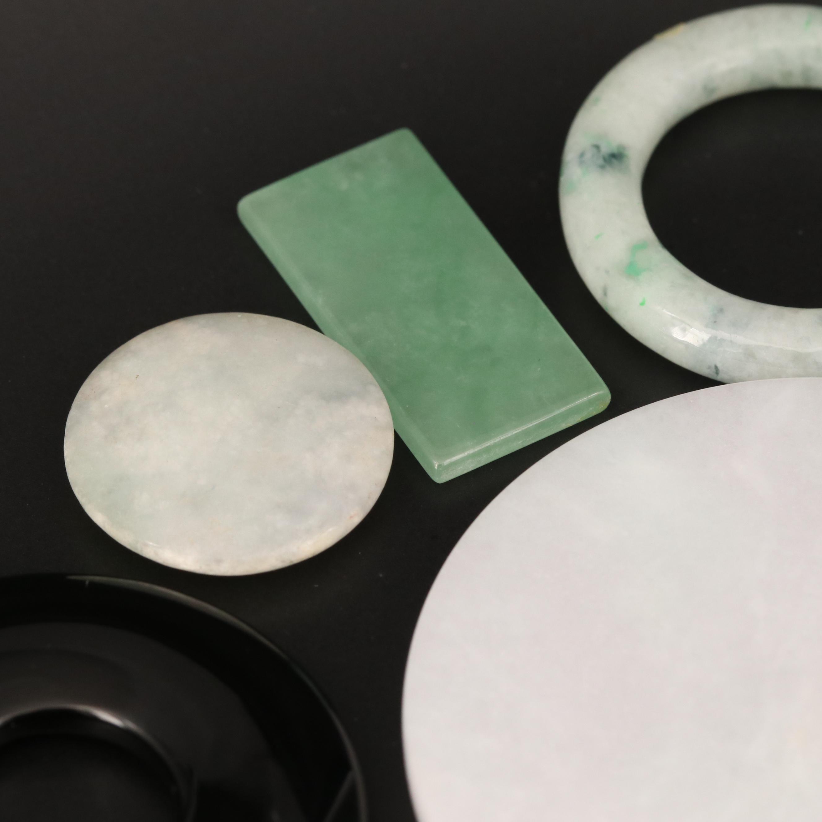 Loose Bi, Tablet, Round and Carved Jadeite and Onyx Selection