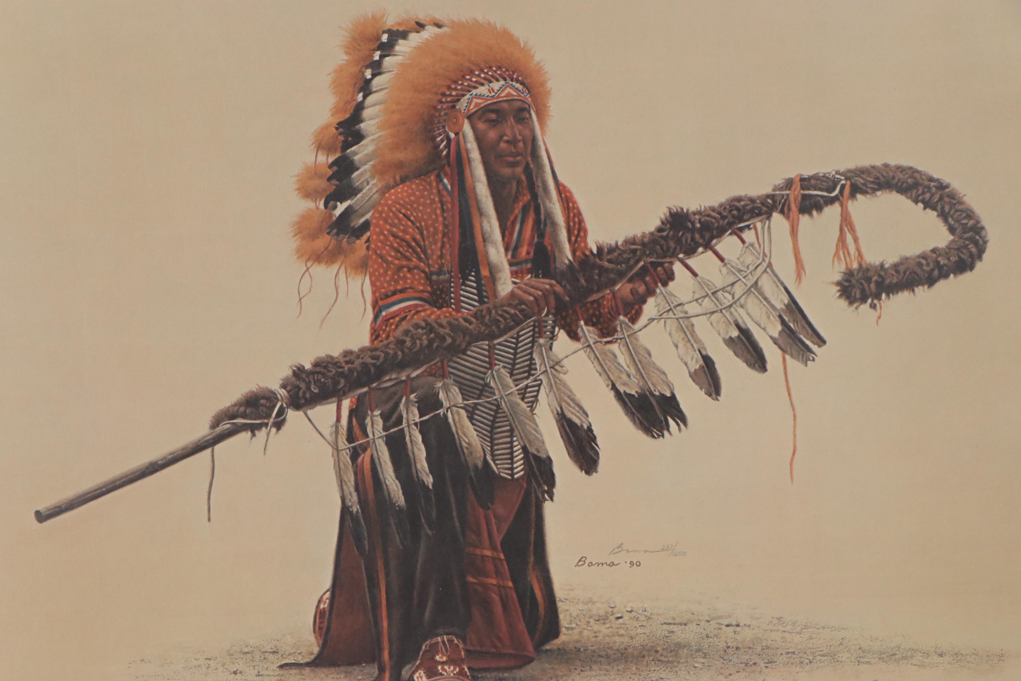 James Bama Offset Lithograph of Native American "Ceremonial Lance"