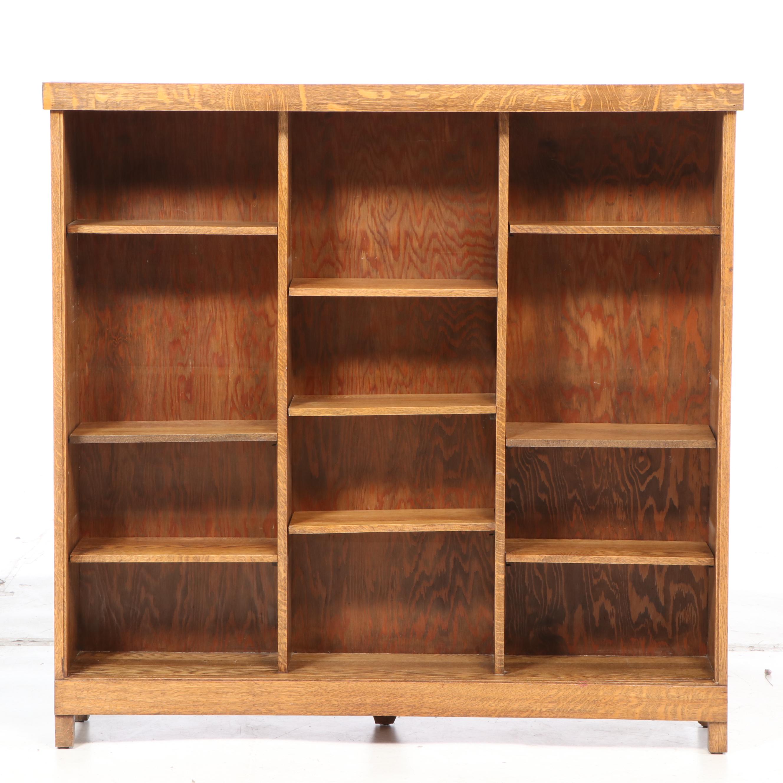 Arts and Crafts Oak Open Bookcase, Early 20th Century