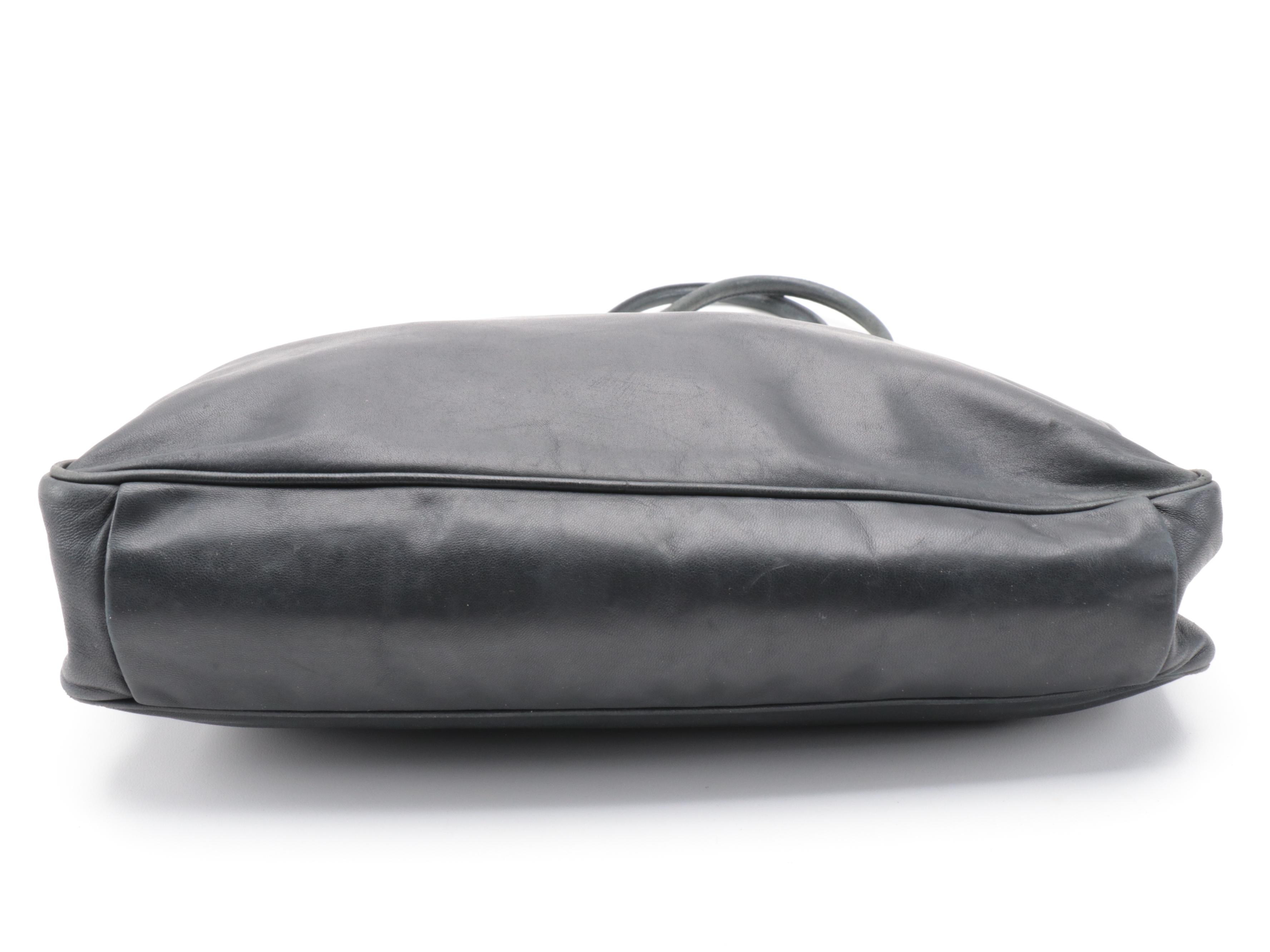 Prada Locking Shoulder Tote in Nero Daino Leather