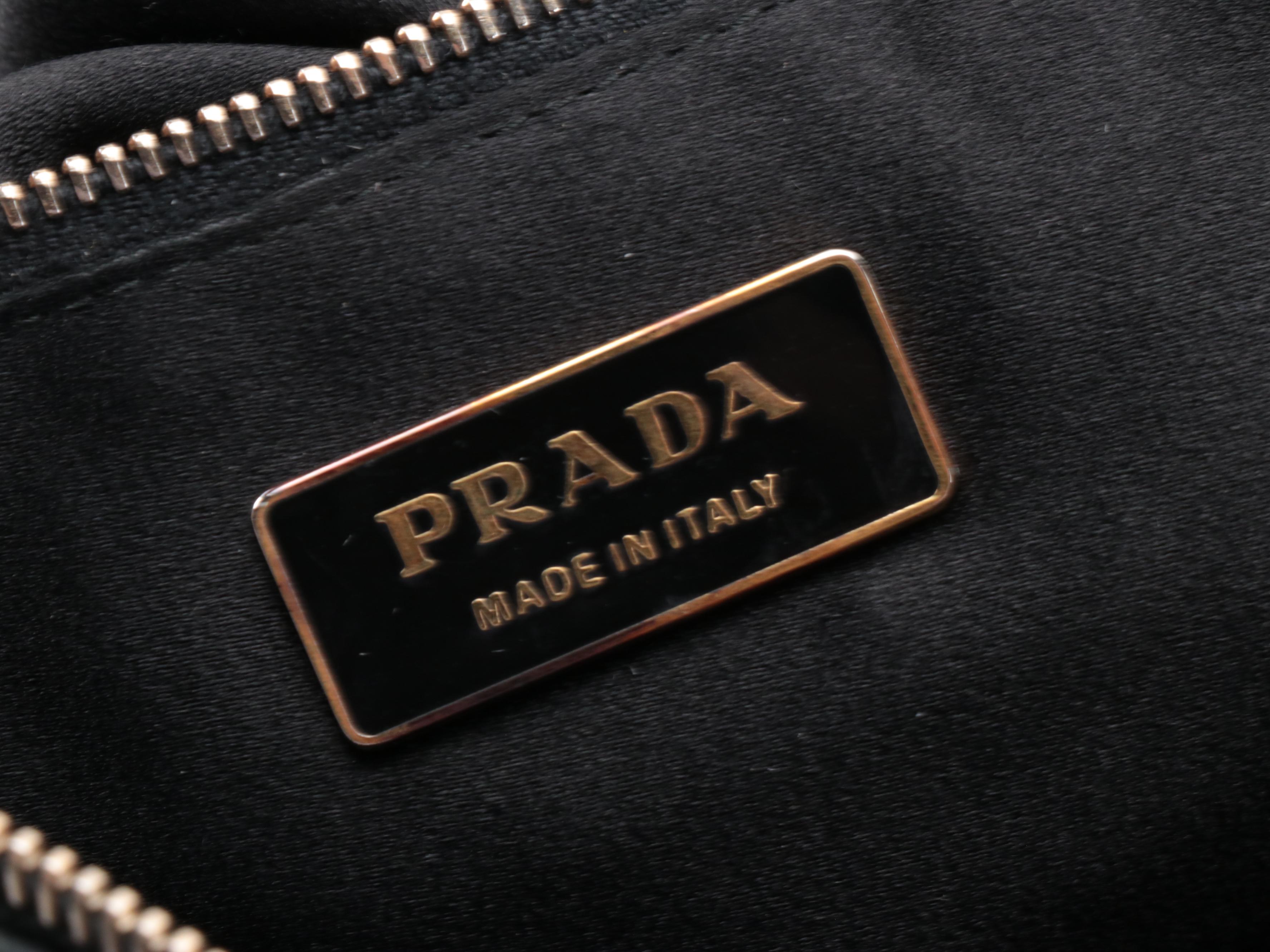 Prada Locking Shoulder Tote in Nero Daino Leather