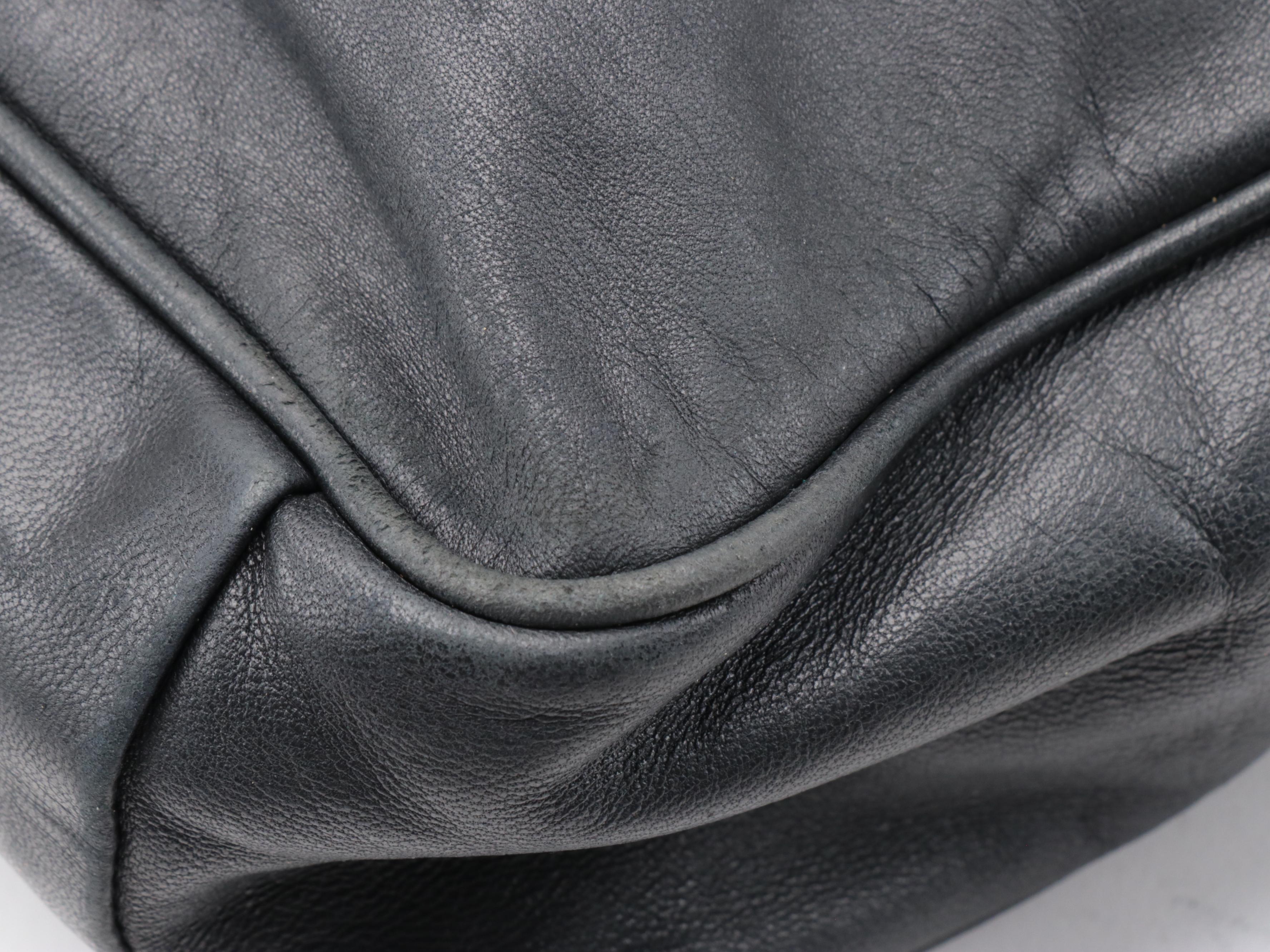 Prada Locking Shoulder Tote in Nero Daino Leather