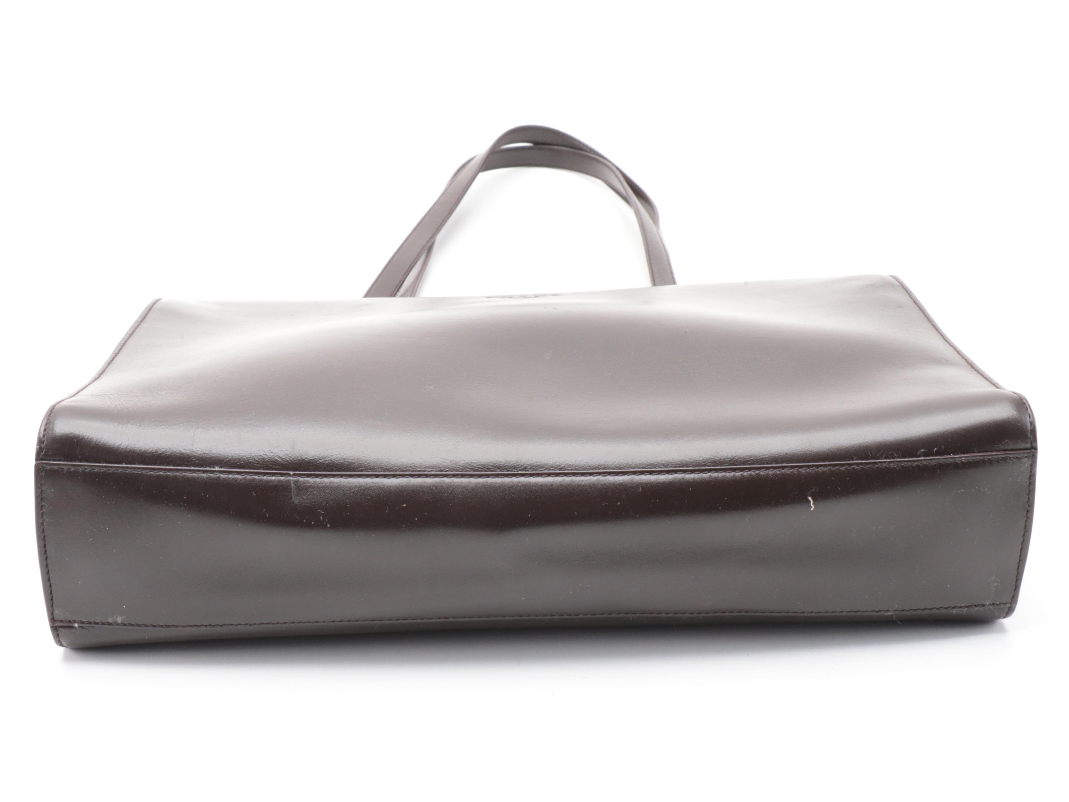 Prada Dark Brown Leather Shoulder Tote