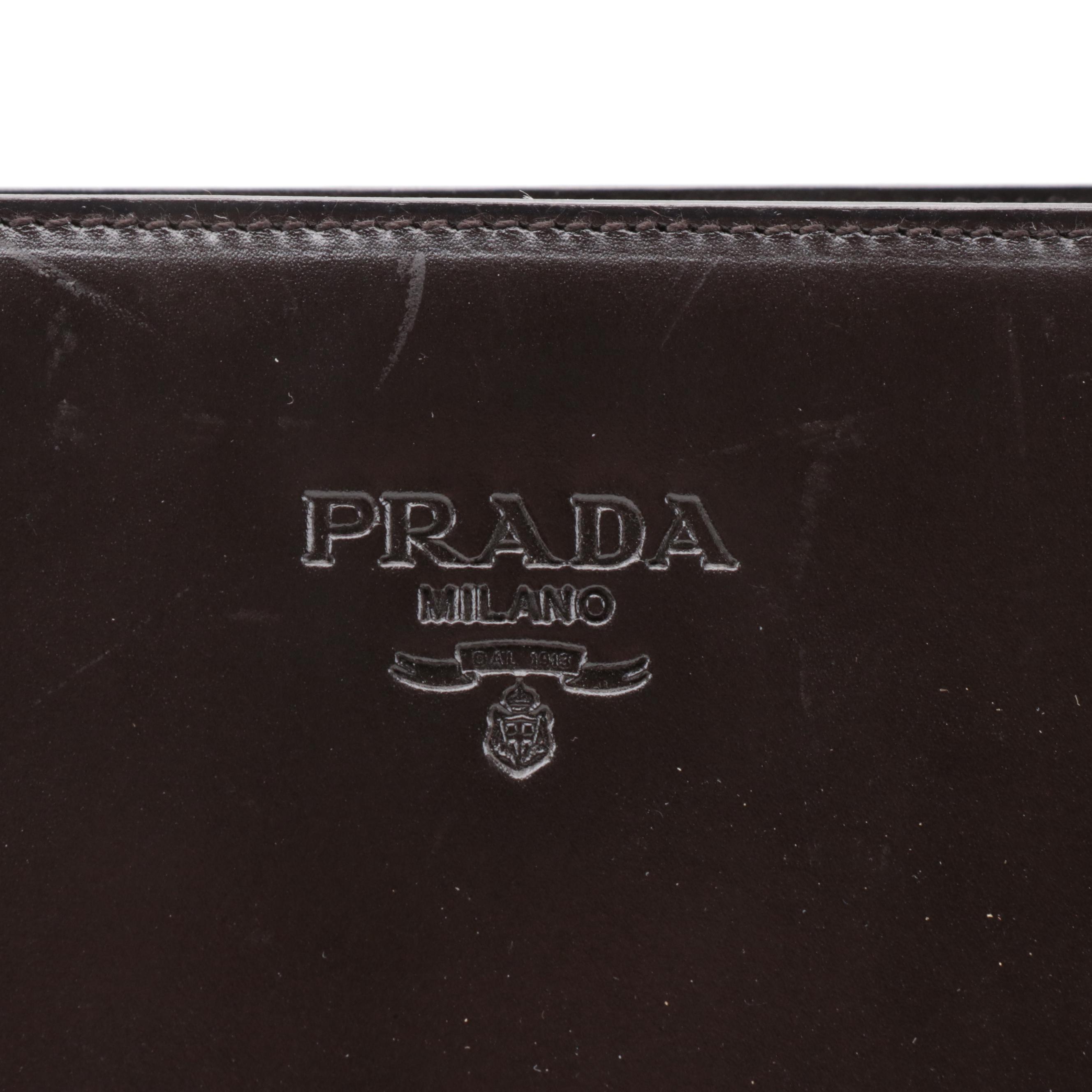 Prada Dark Brown Leather Shoulder Tote