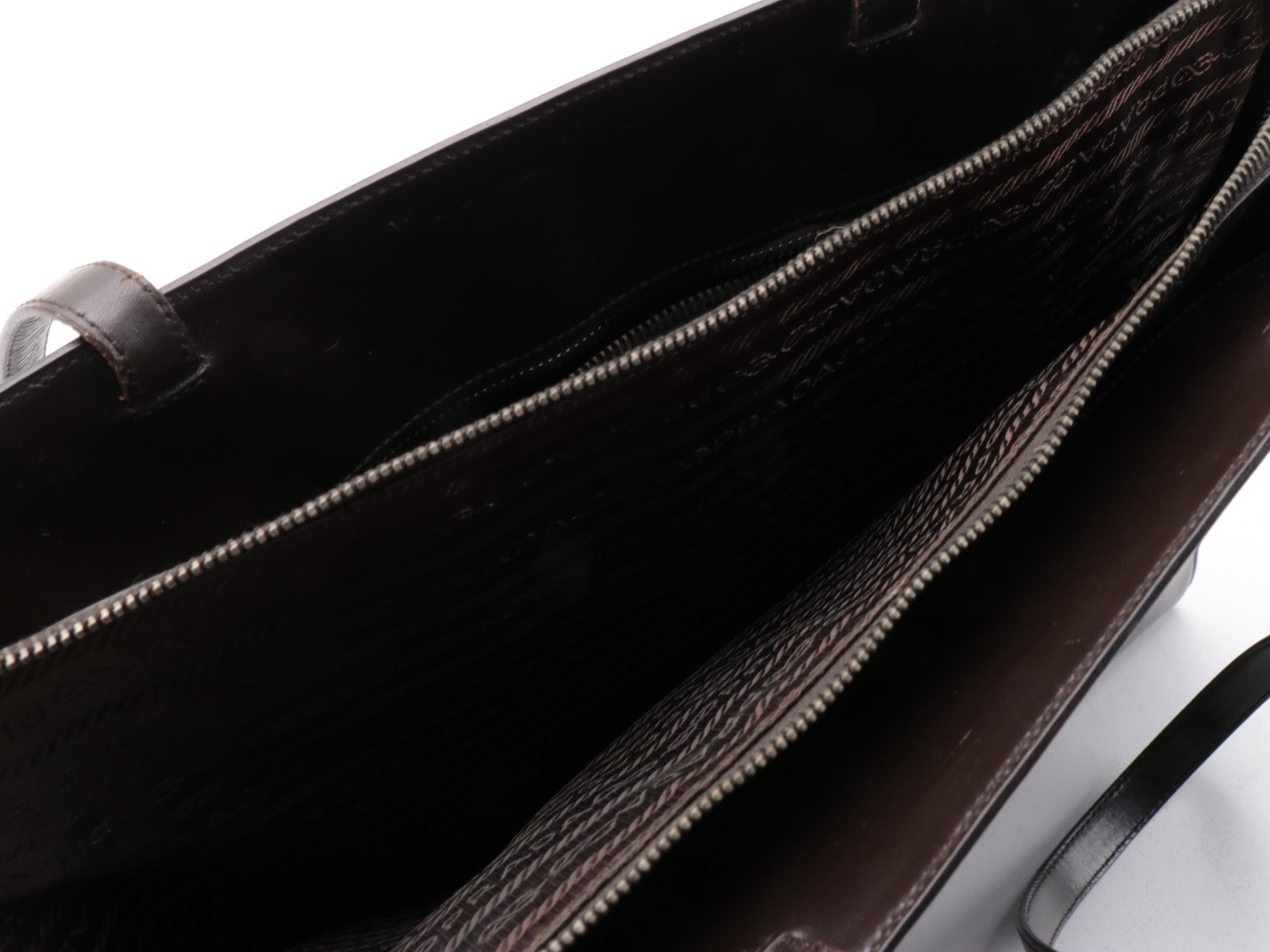 Prada Dark Brown Leather Shoulder Tote