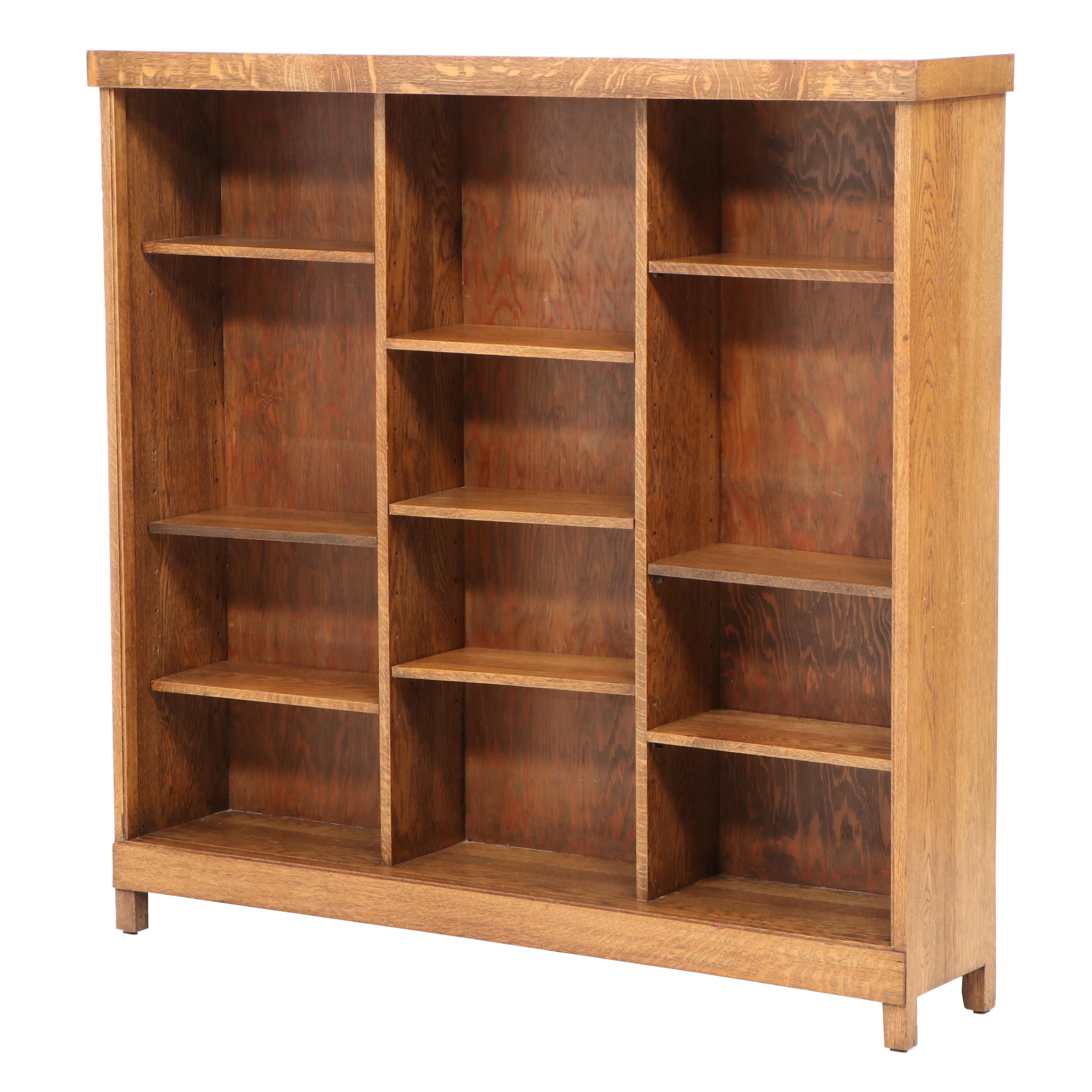 Arts and Crafts Oak Open Bookcase, Early 20th Century