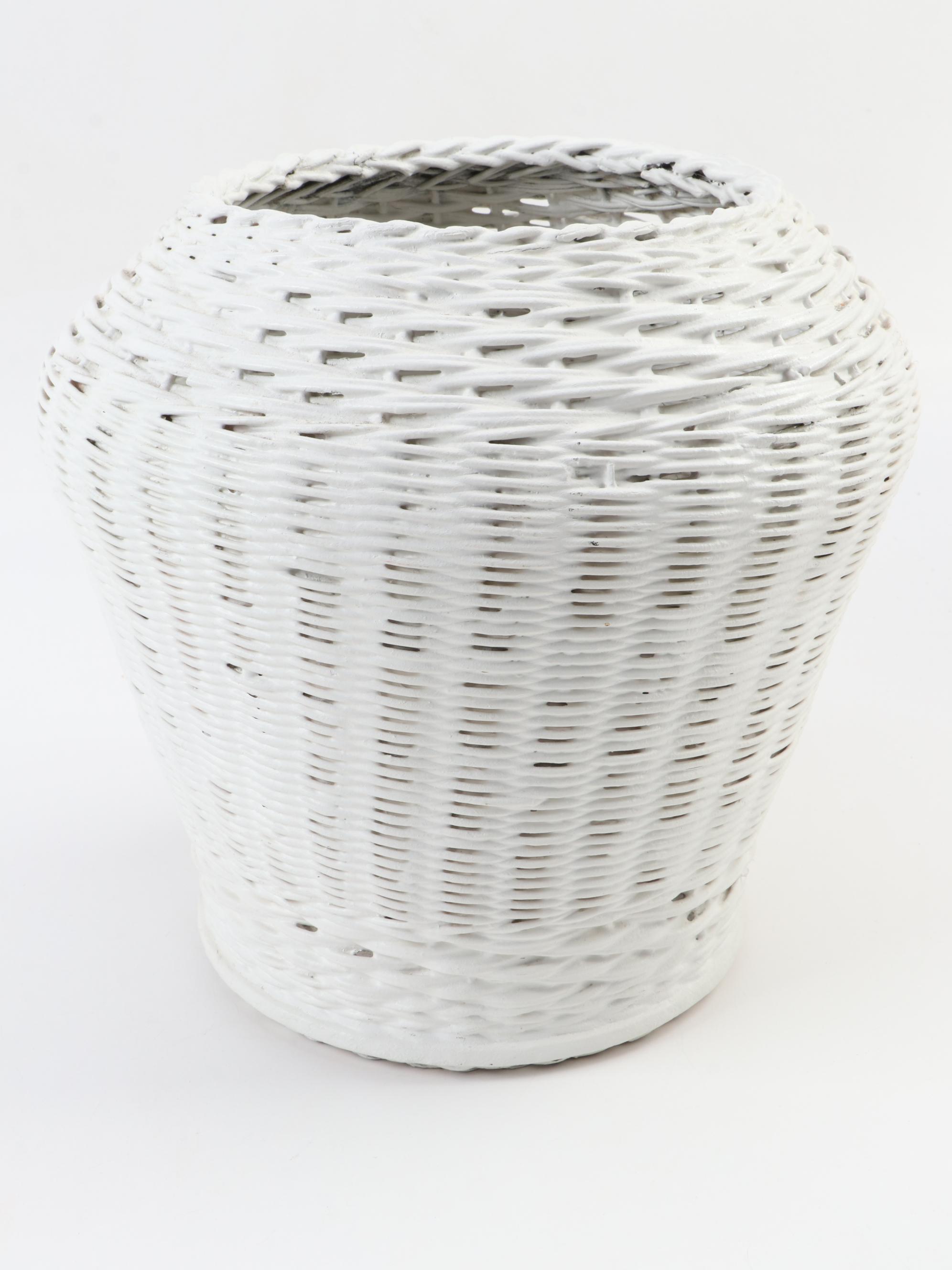 Henry Link for Lexington White Wicker Glass Top Vanity with Mirror, Chair, Other