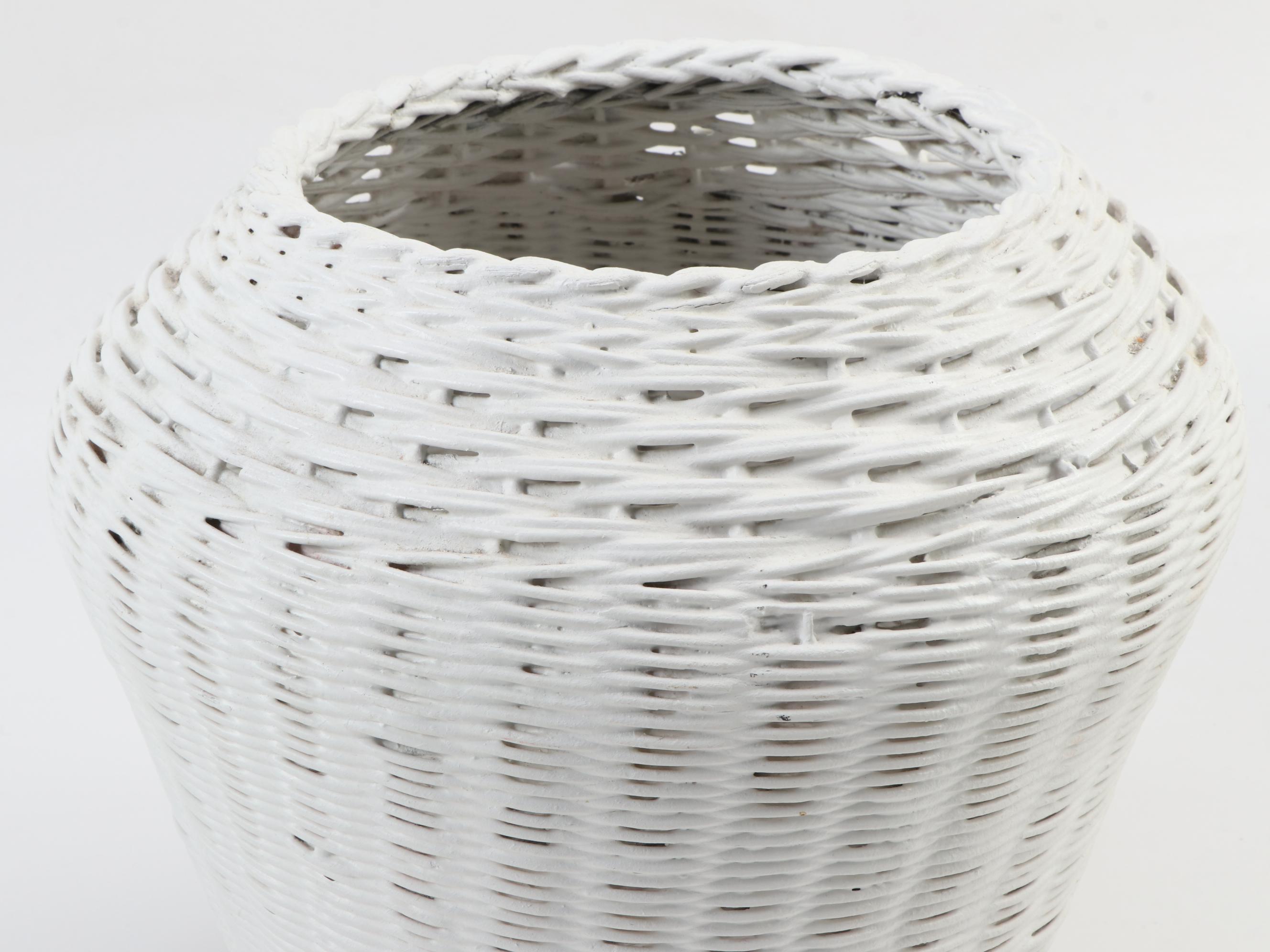 Henry Link for Lexington White Wicker Glass Top Vanity with Mirror, Chair, Other