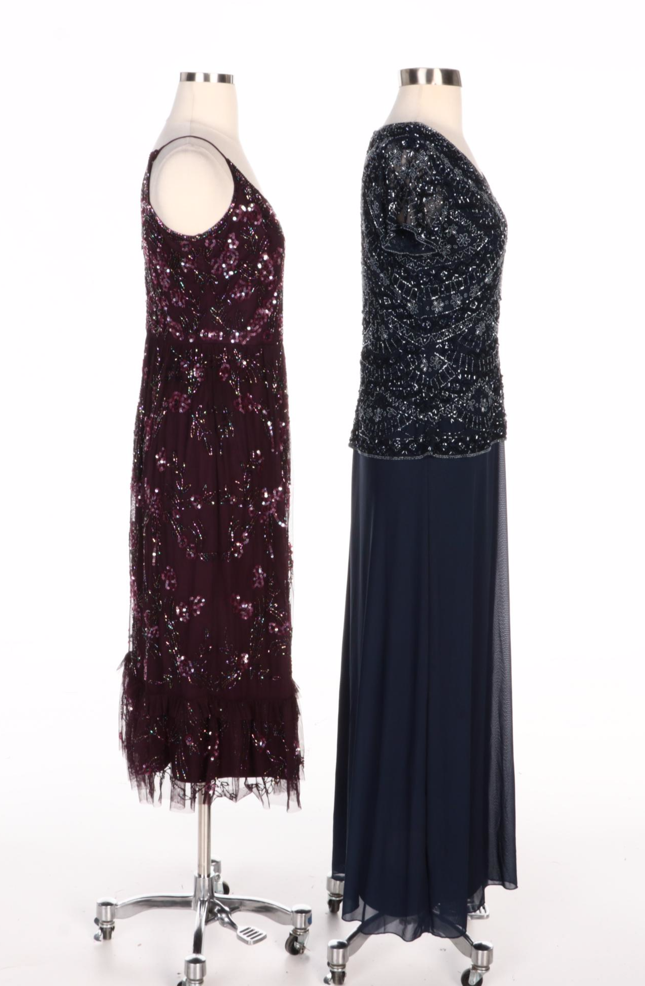 Adrianna Papell and Pisarro Nights Beaded and Sequined Evening Dresses