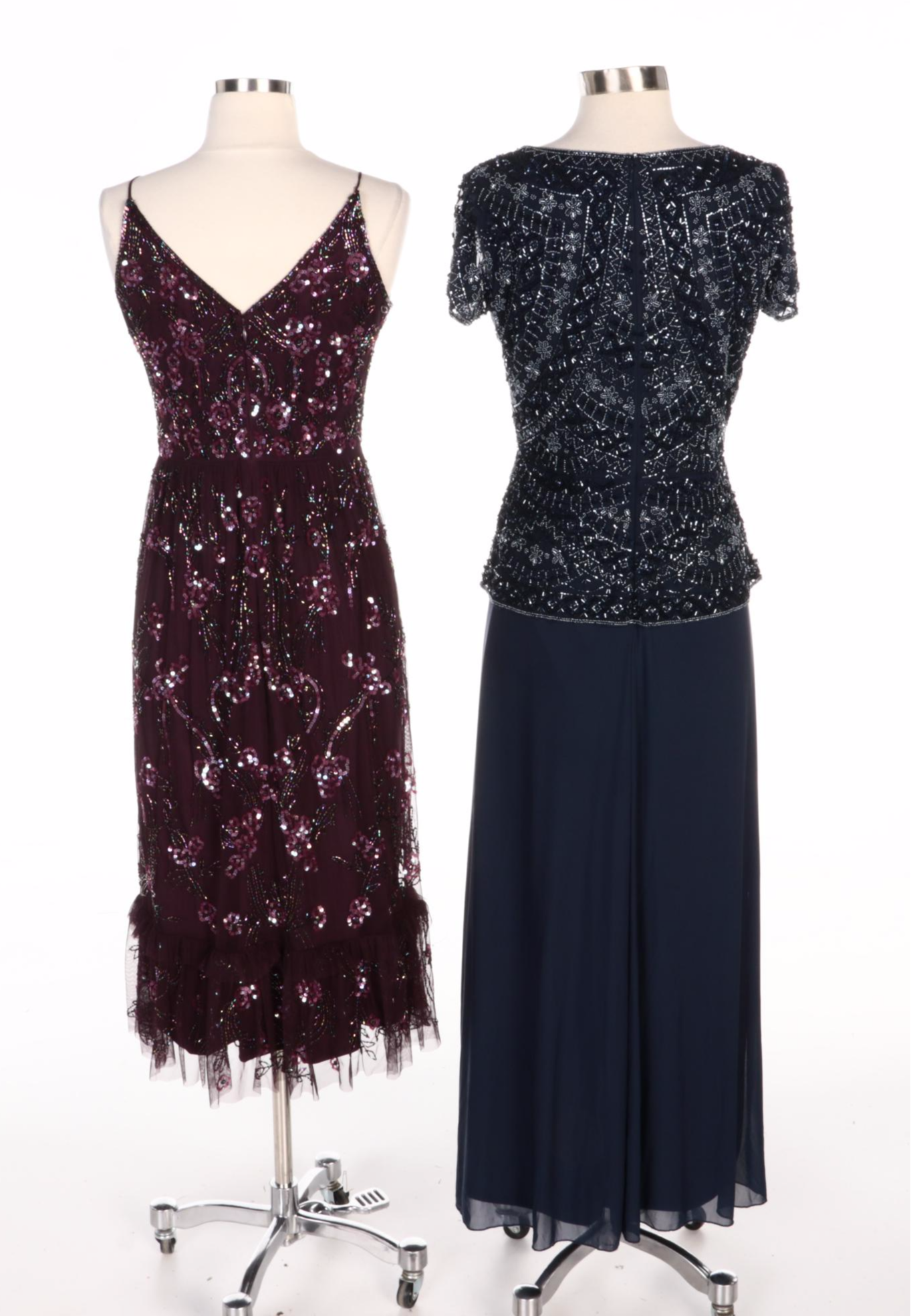 Adrianna Papell and Pisarro Nights Beaded and Sequined Evening Dresses