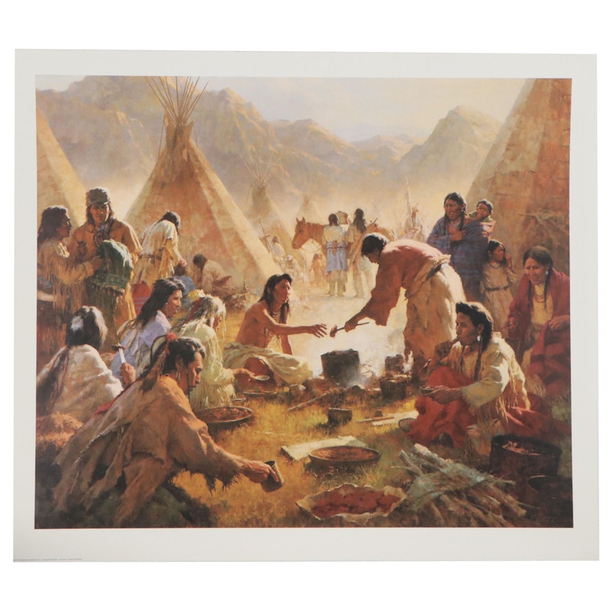 Offset Lithograph after Howard Terpning "Old Country Buffet - The Feast," 1994