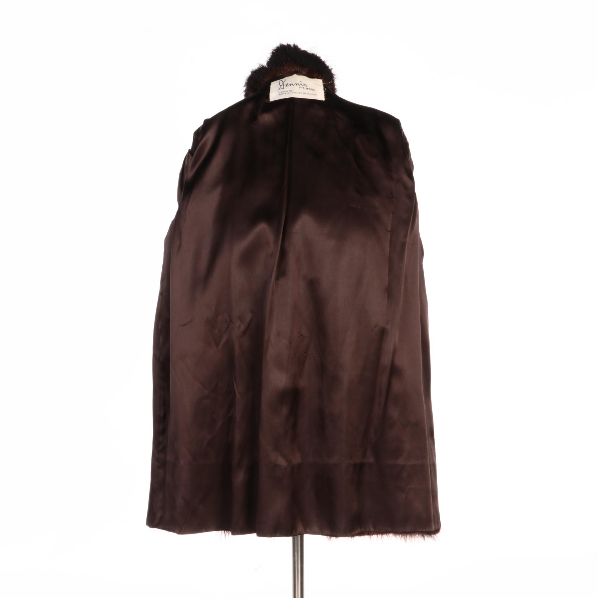 Yves Saint Laurent Beaver Fur Coat for Dennis Furs with Saks Fifth Avenue Gloves