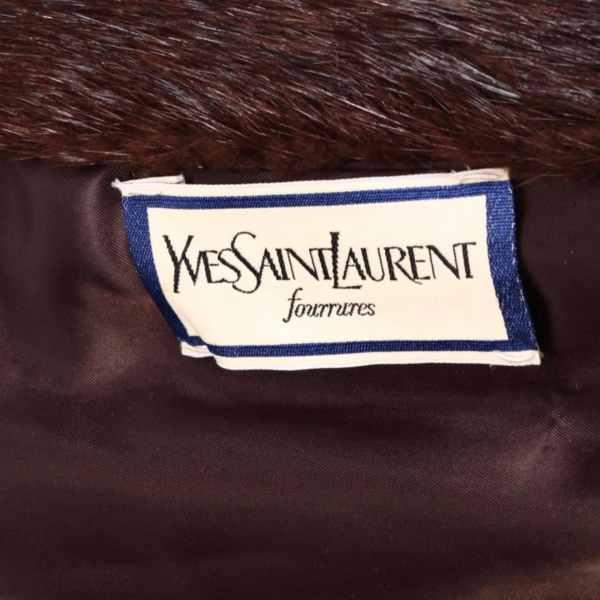 Yves Saint Laurent Beaver Fur Coat for Dennis Furs with Saks Fifth Avenue Gloves