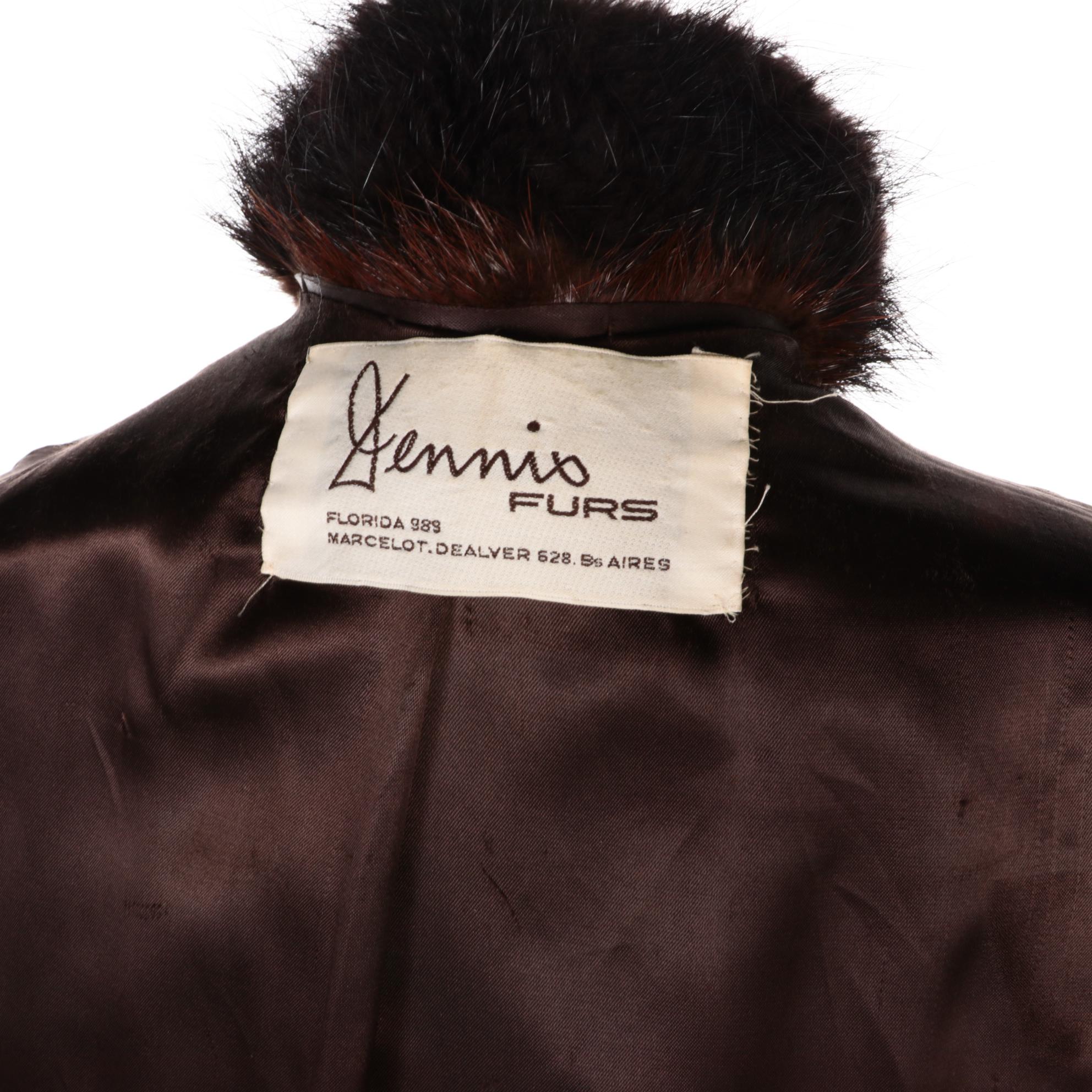 Yves Saint Laurent Beaver Fur Coat for Dennis Furs with Saks Fifth Avenue Gloves