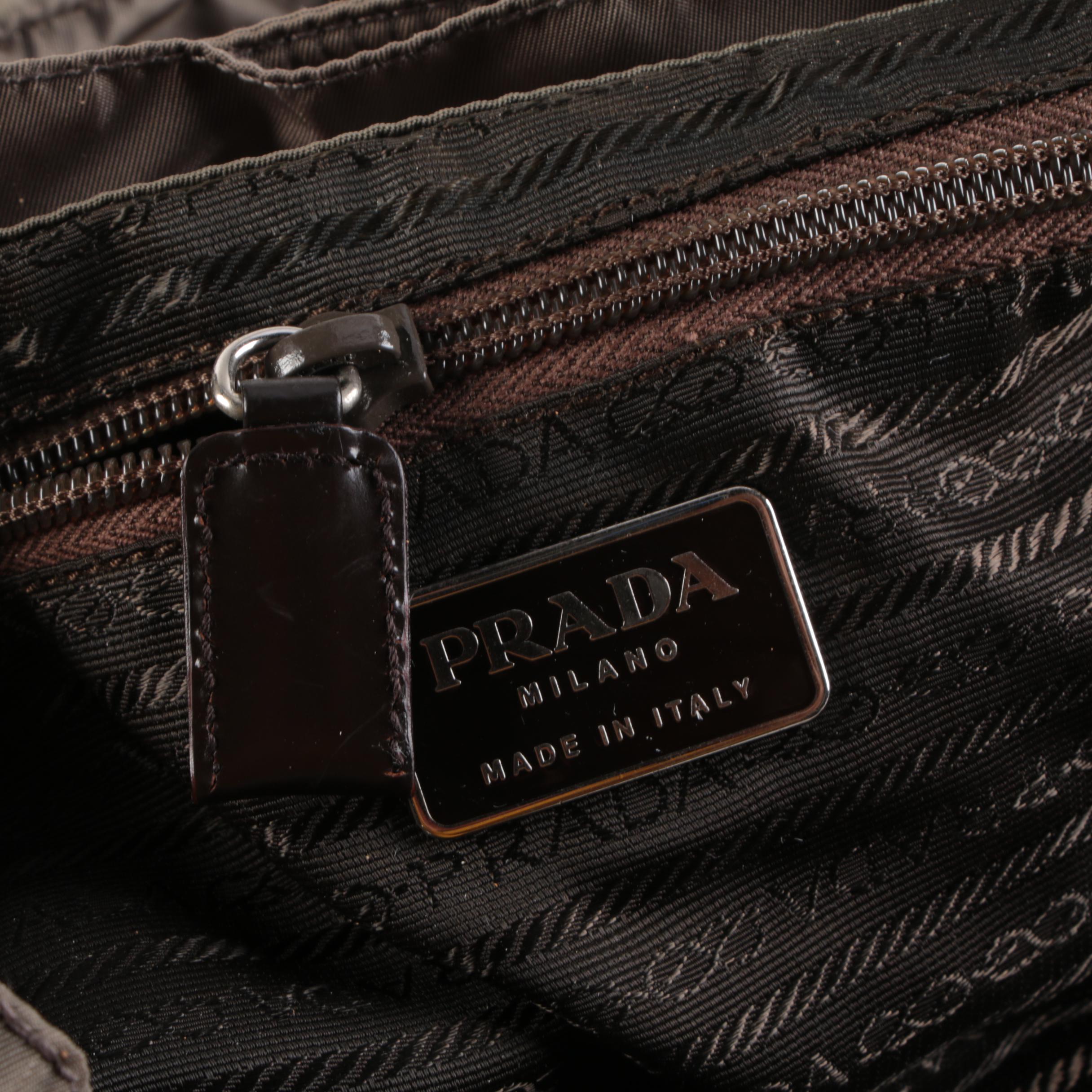 Prada Olive Green Tessuto Nylon Leather Trimmed Backpack