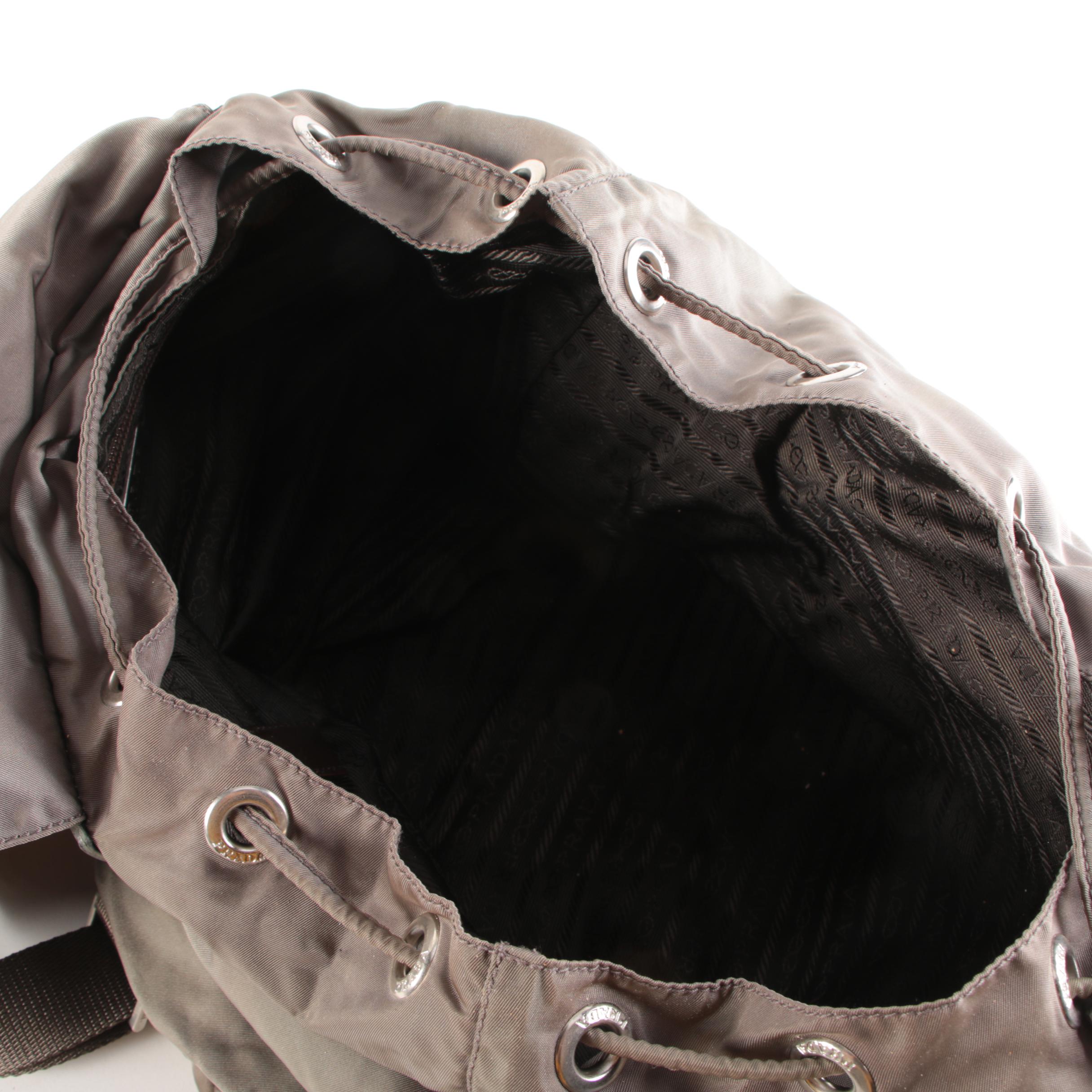 Prada Olive Green Tessuto Nylon Leather Trimmed Backpack