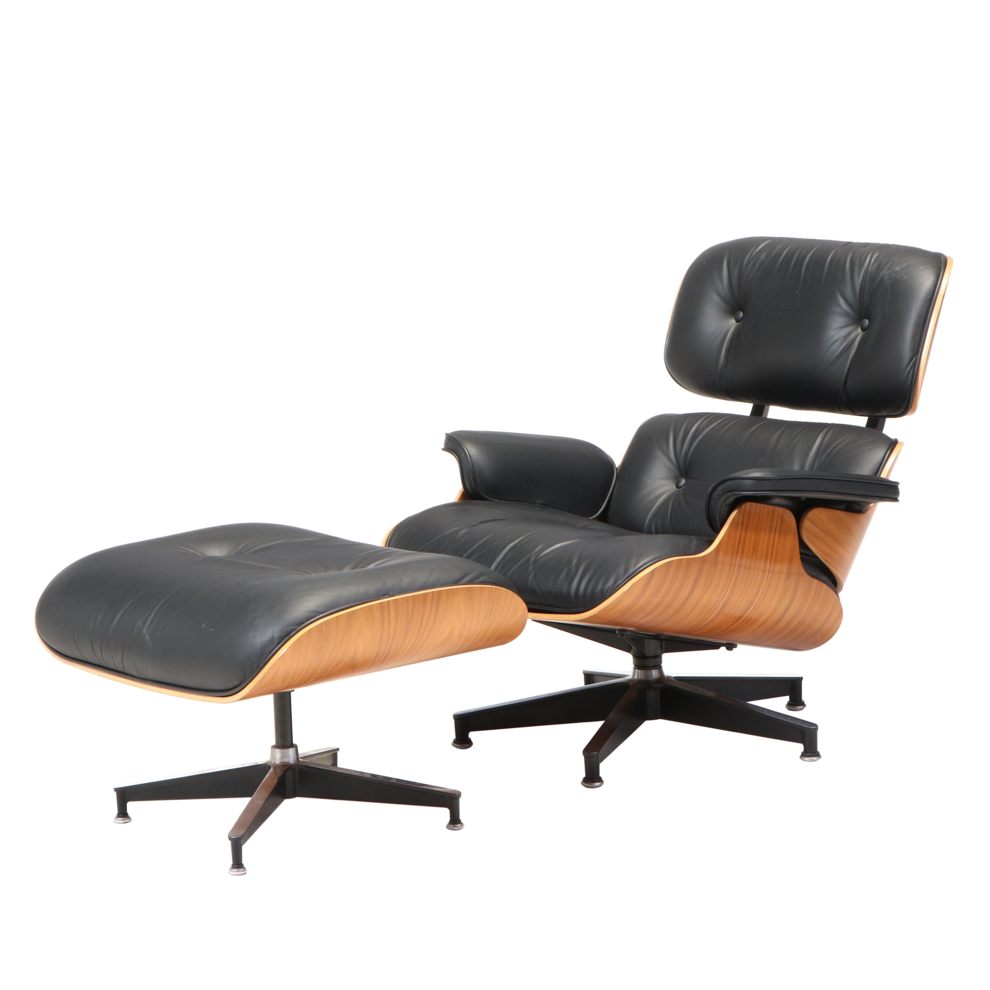 Charles & Ray Eames for Herman Miller Laminated Walnut Lounge Chair and Ottoman
