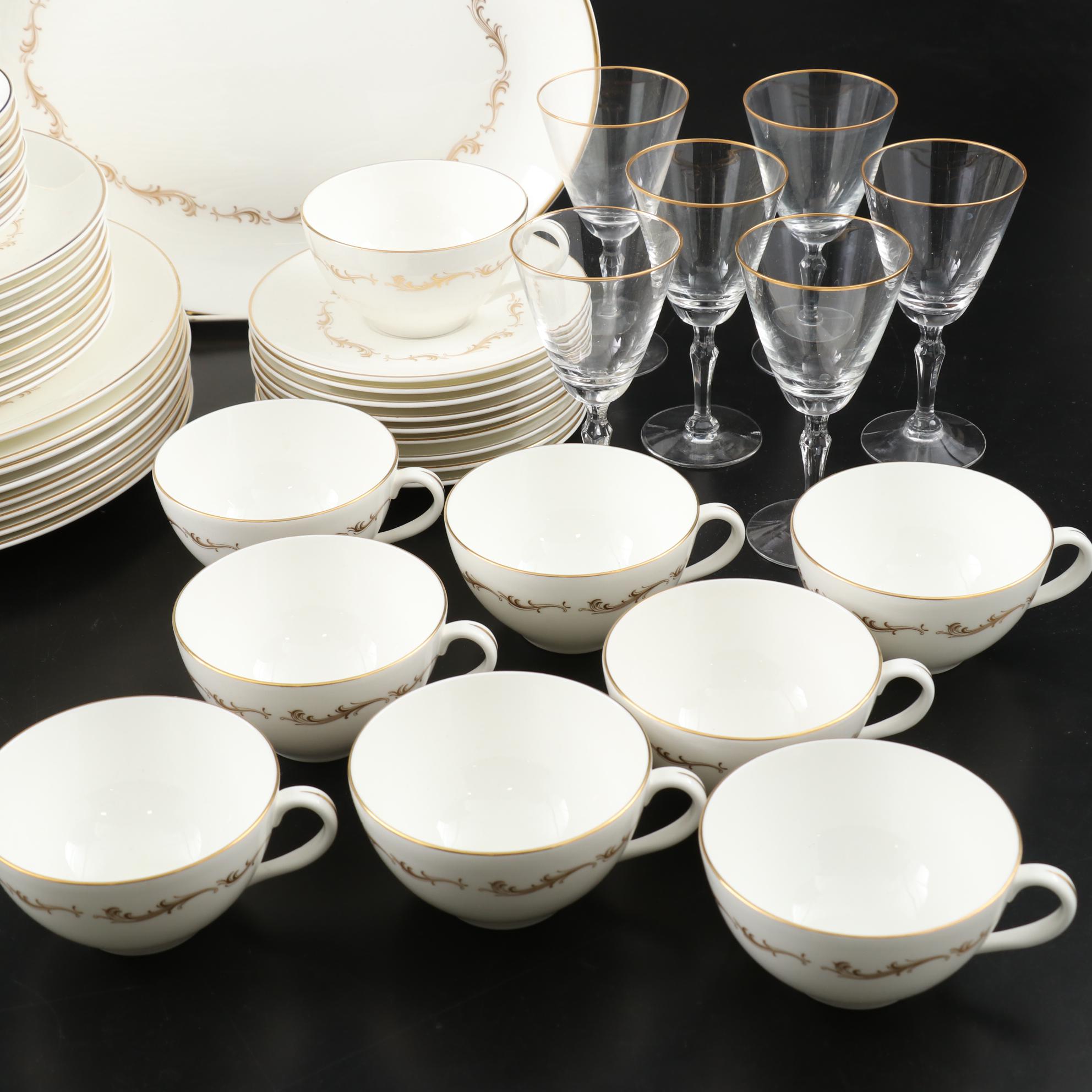 Royal Doulton "French Provincial" Bone China Dinnerware with Libby Wine Glasses