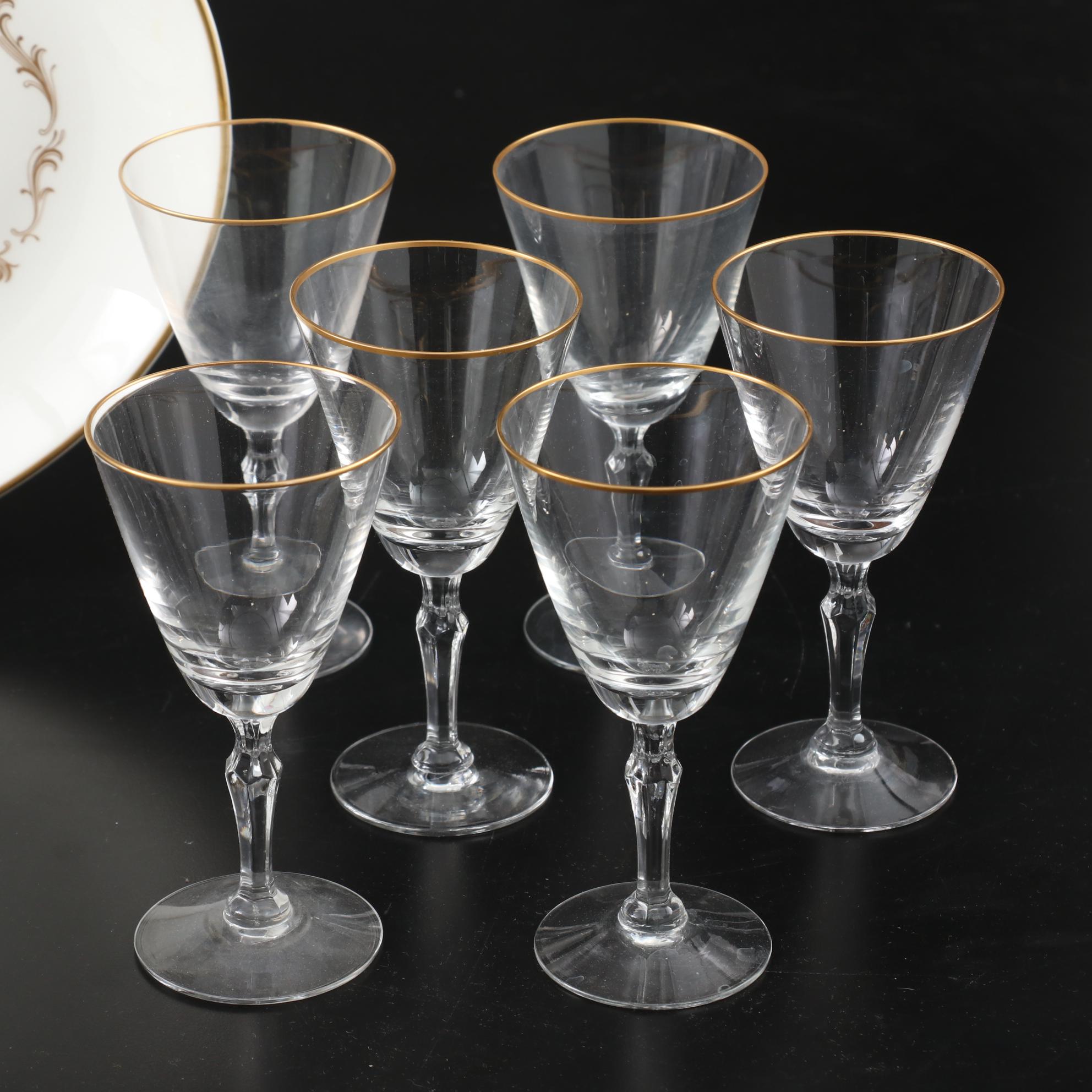 Royal Doulton "French Provincial" Bone China Dinnerware with Libby Wine Glasses