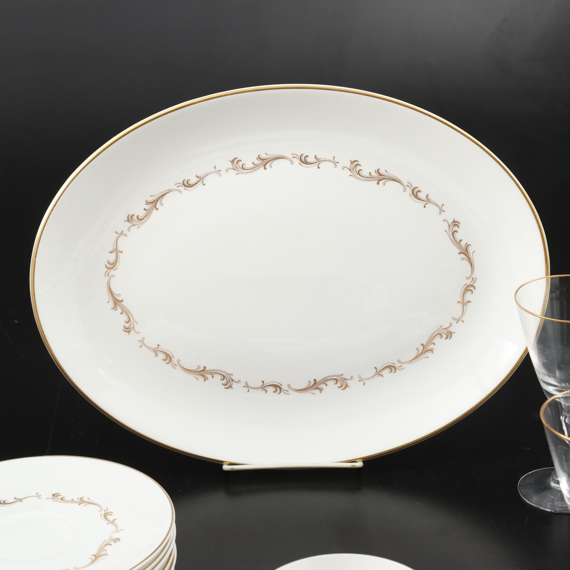 Royal Doulton "French Provincial" Bone China Dinnerware with Libby Wine Glasses