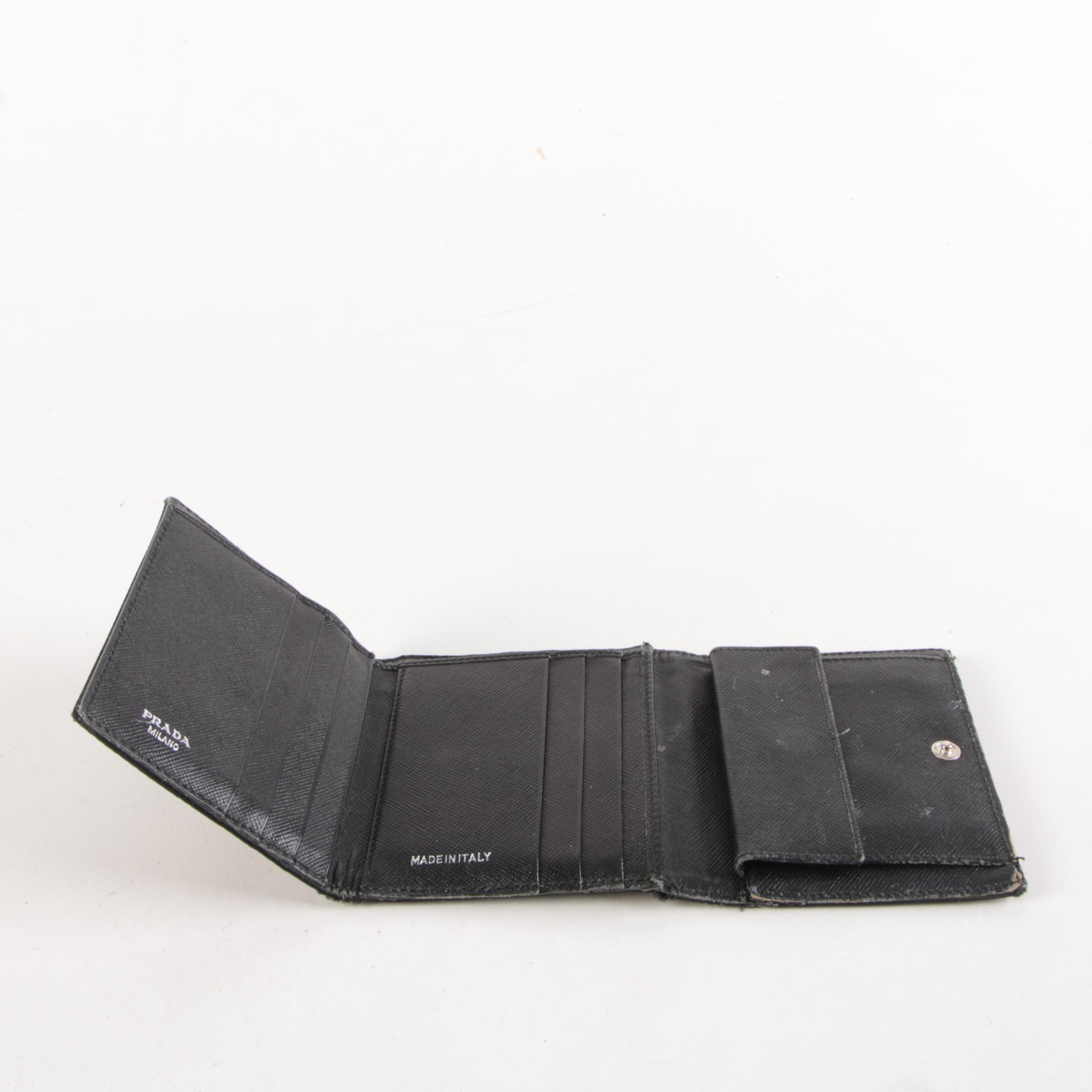 Prada Black Nylon Trifold Wallet