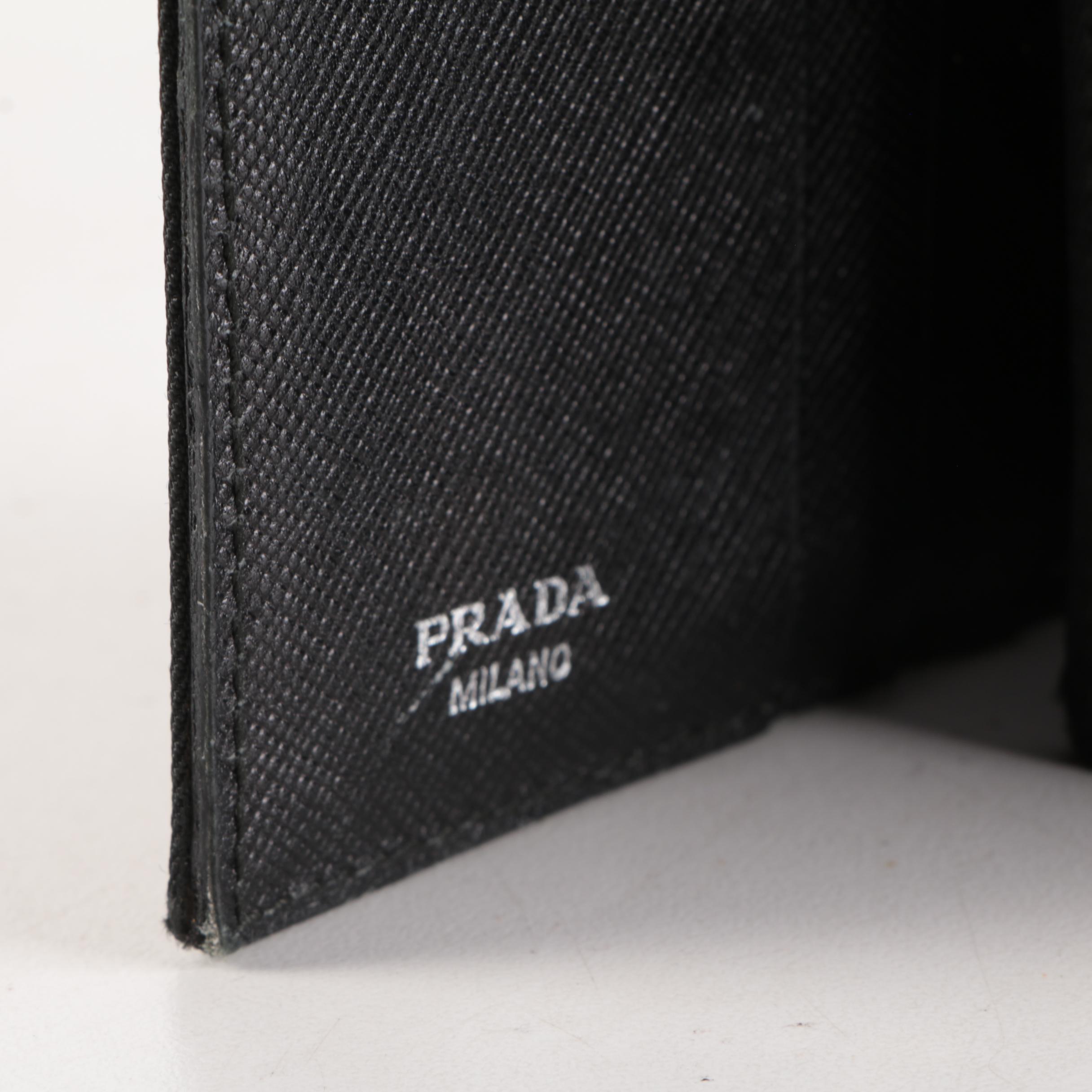 Prada Black Nylon Trifold Wallet