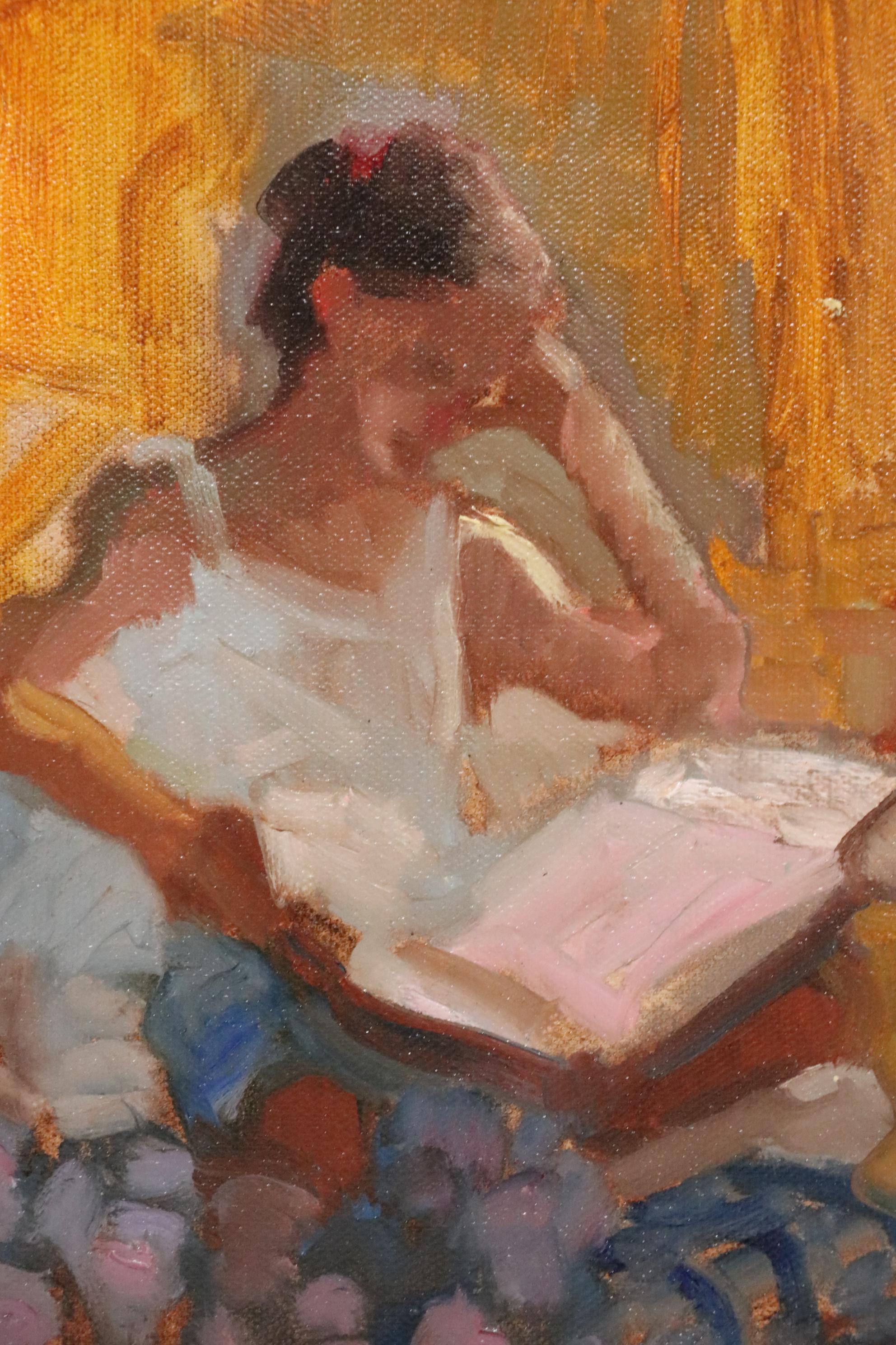 Sally Rosenbaum Oil Painting of Woman Reading