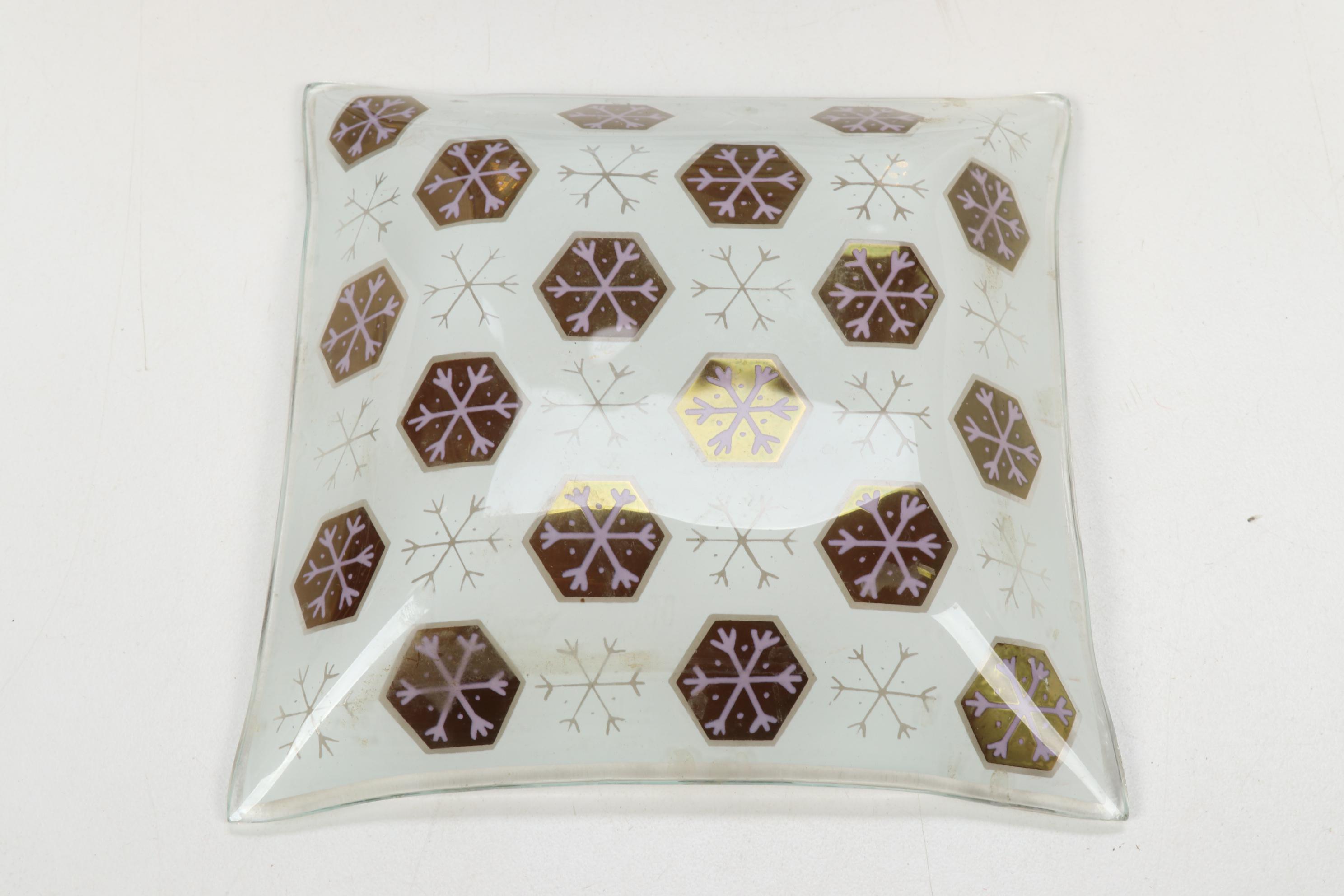 Fred Press Black and Gold Single Old Fashioned Glasses and Smoke Glass Trays