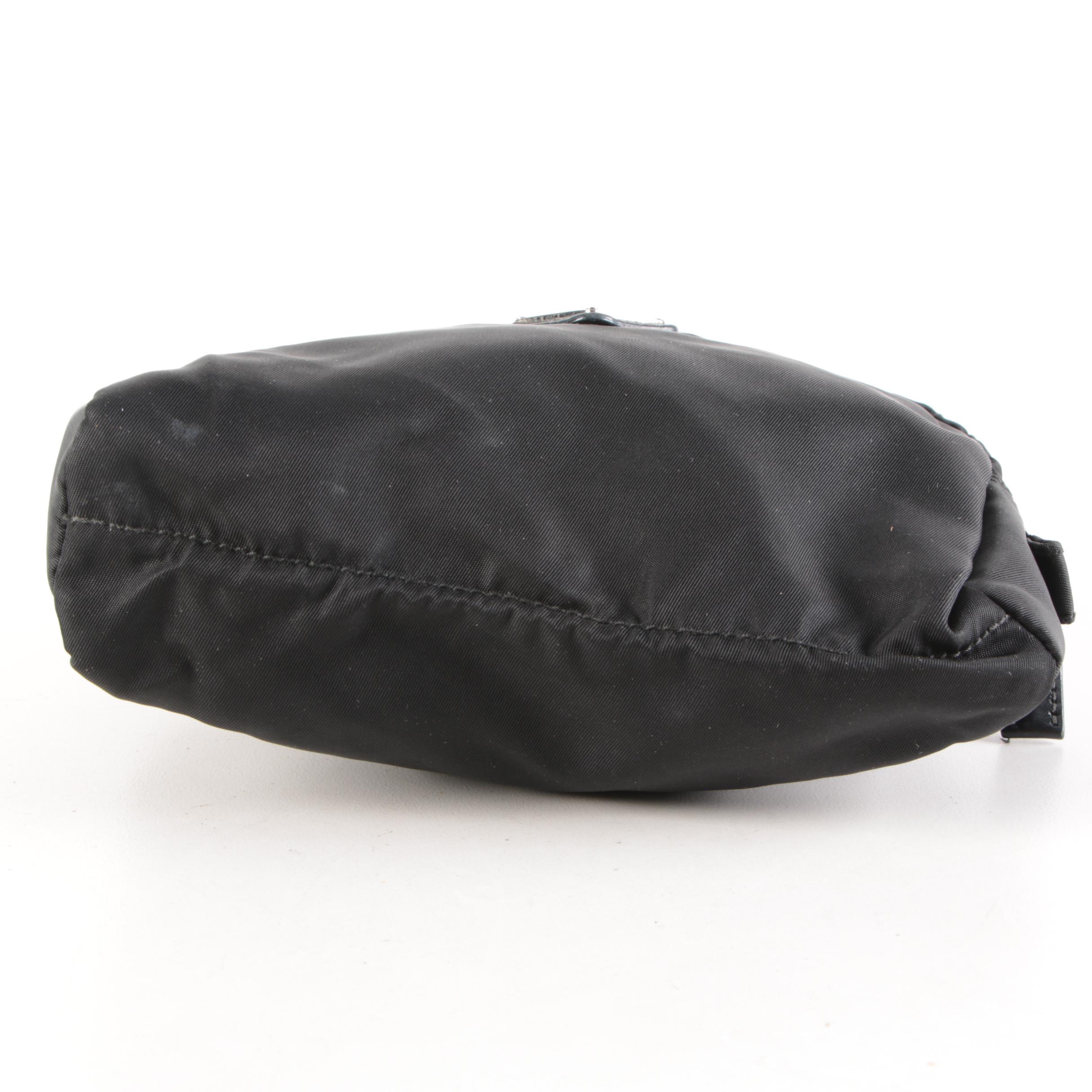 Prada Accessory Pouch in Black Nylon with Leather Trim
