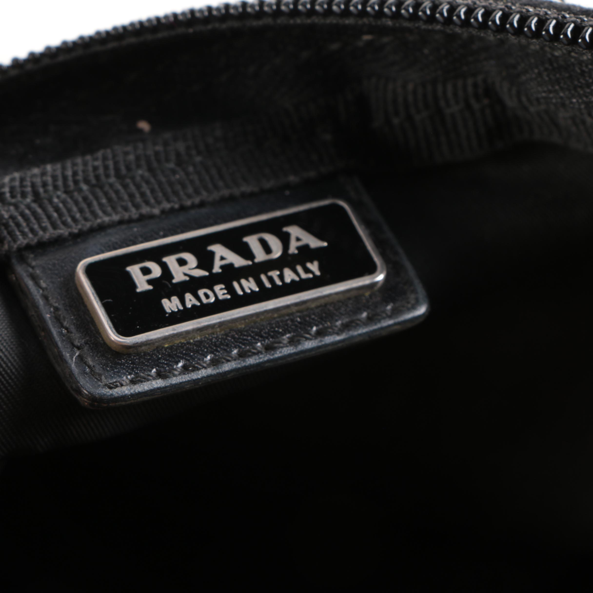 Prada Accessory Pouch in Black Nylon with Leather Trim