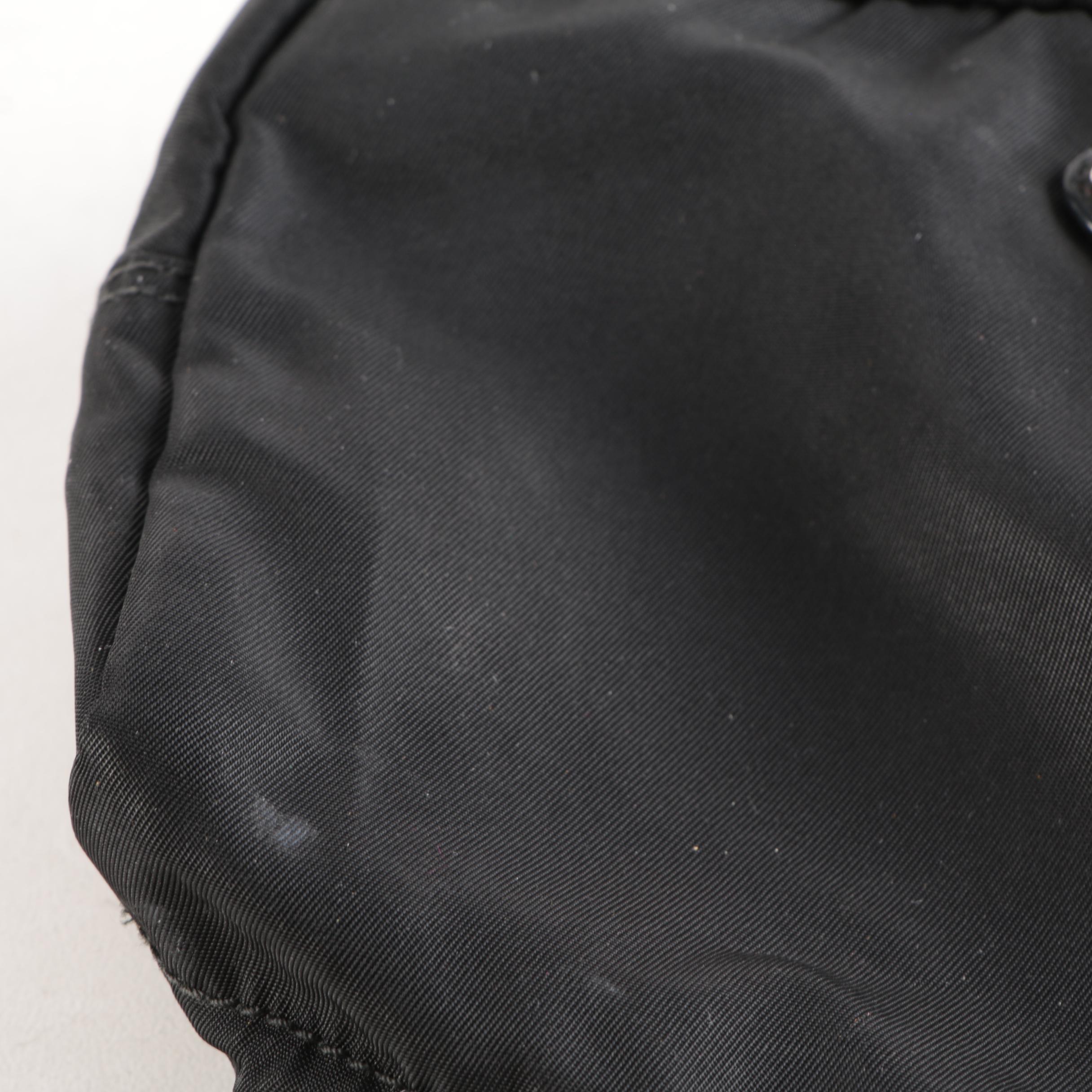 Prada Accessory Pouch in Black Nylon with Leather Trim