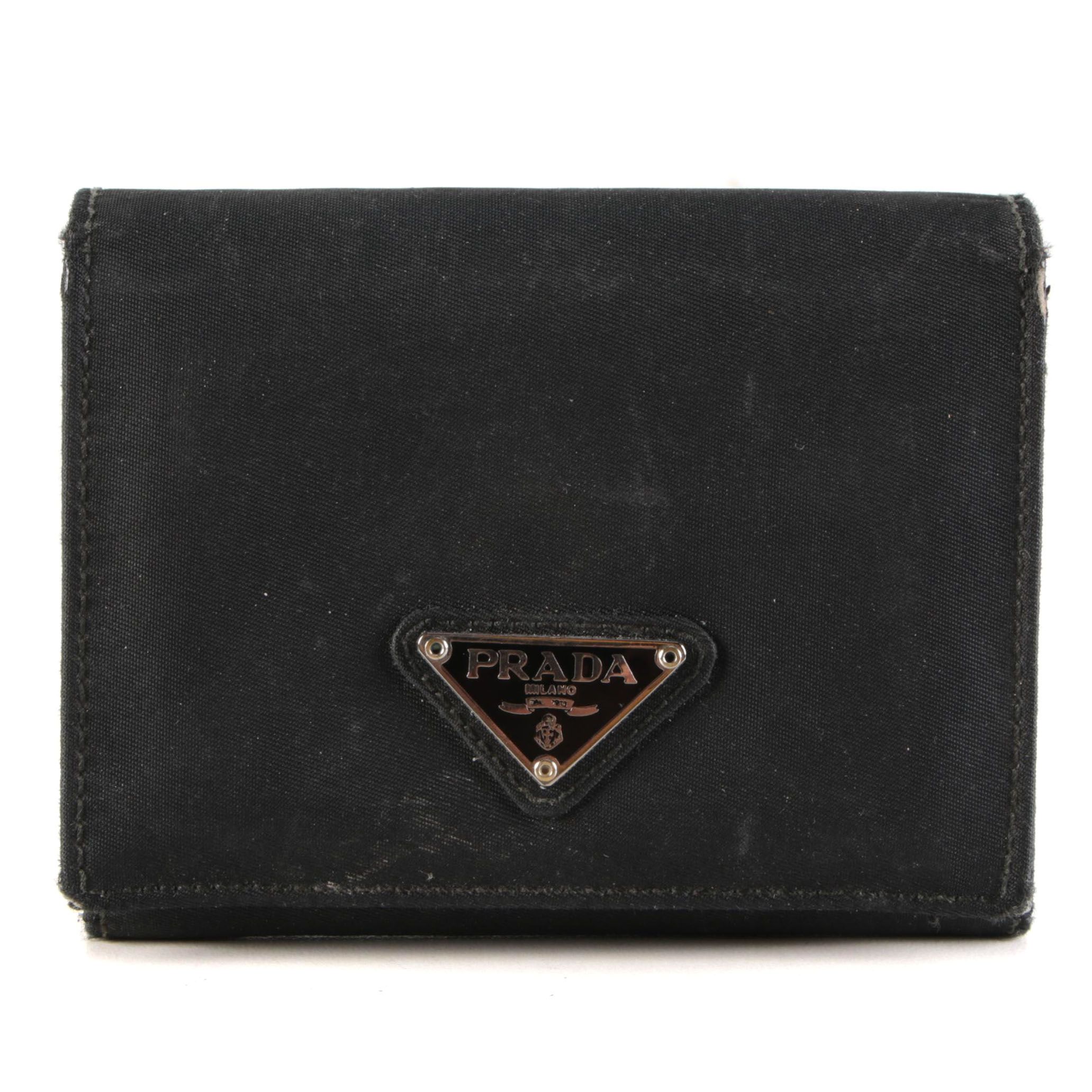 Prada Black Nylon Trifold Wallet