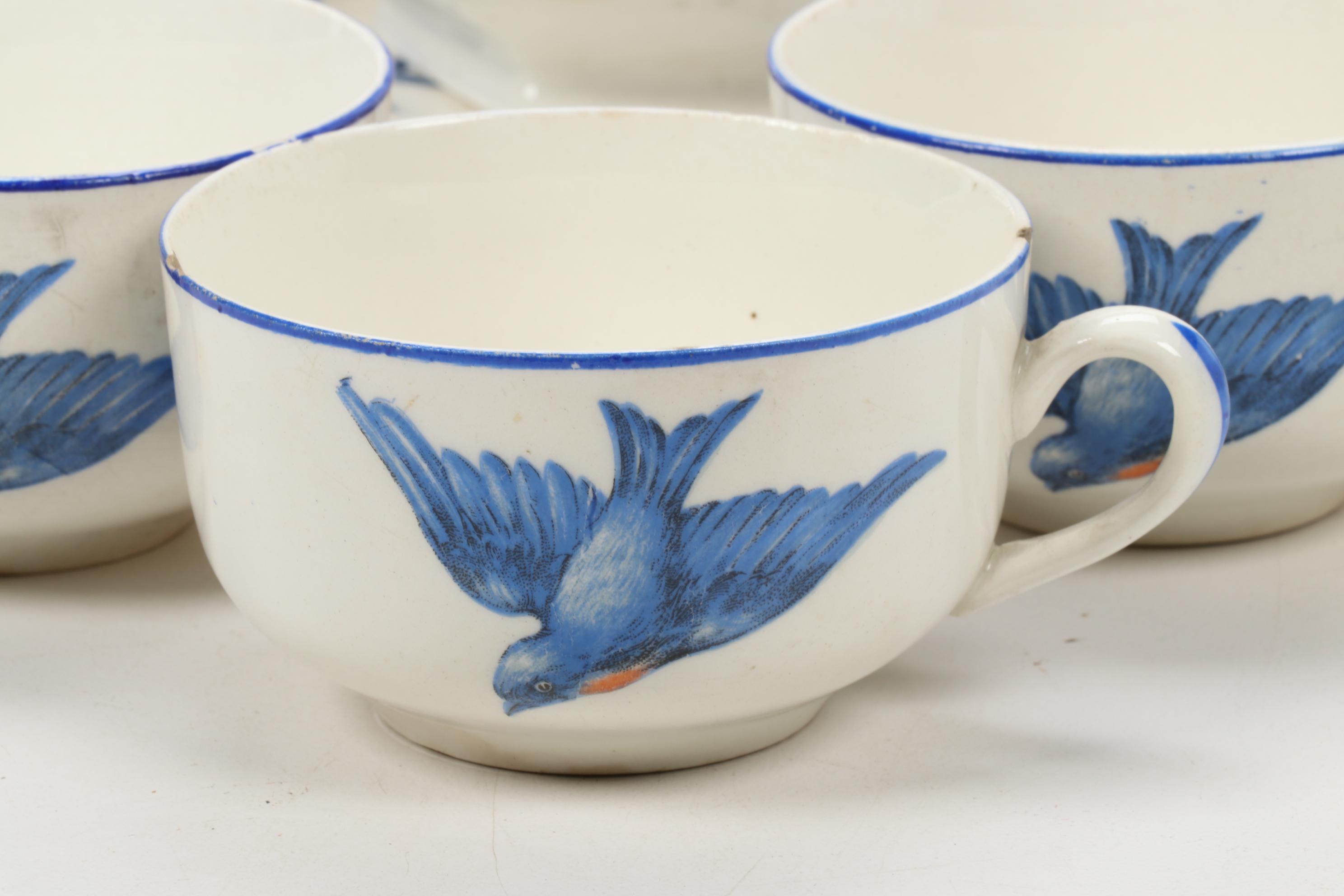 Knowles, Taylor & K "Blue Bird" Transferware Dinnerware, Early 20th Century