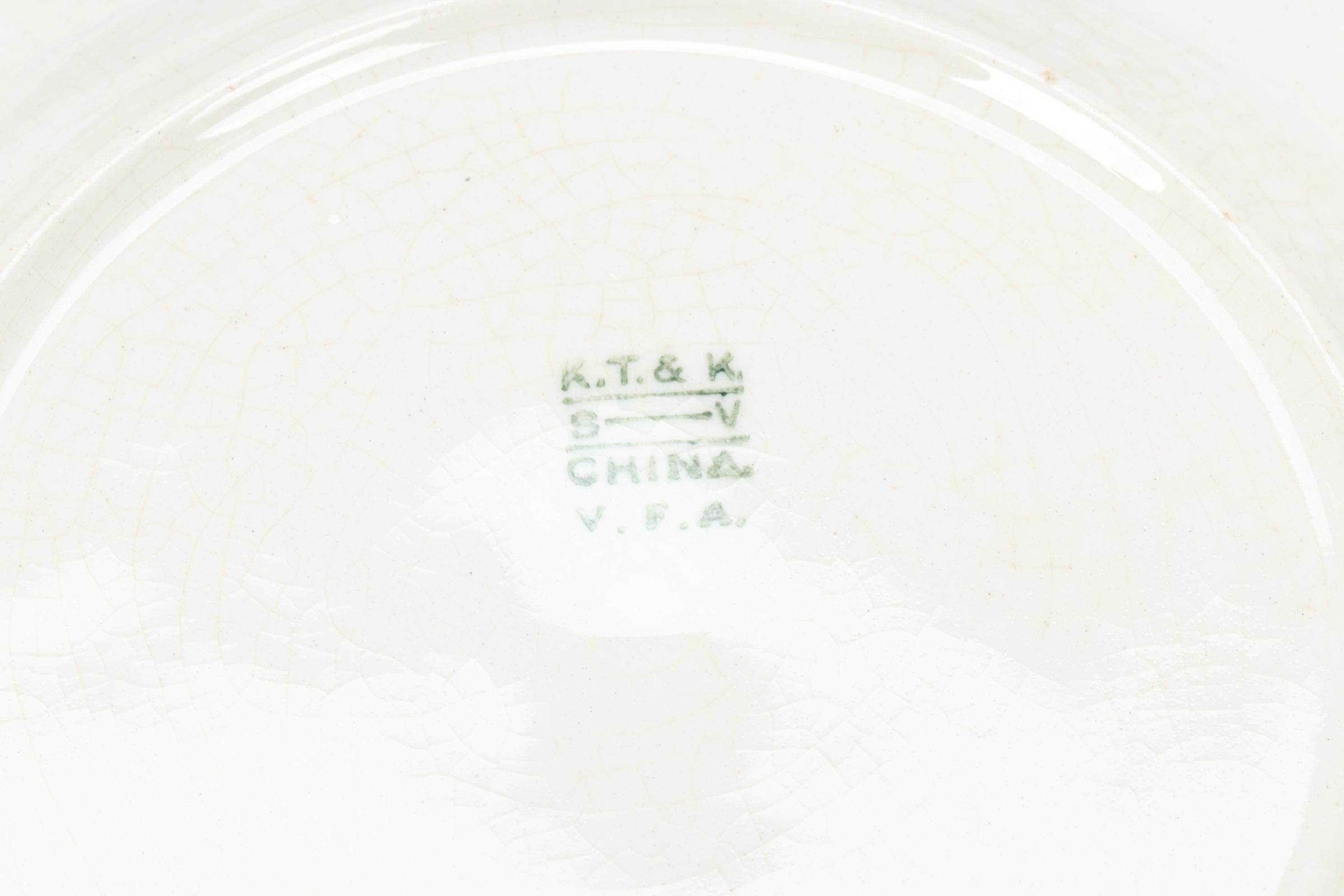 Knowles, Taylor & K "Blue Bird" Transferware Dinnerware, Early 20th Century