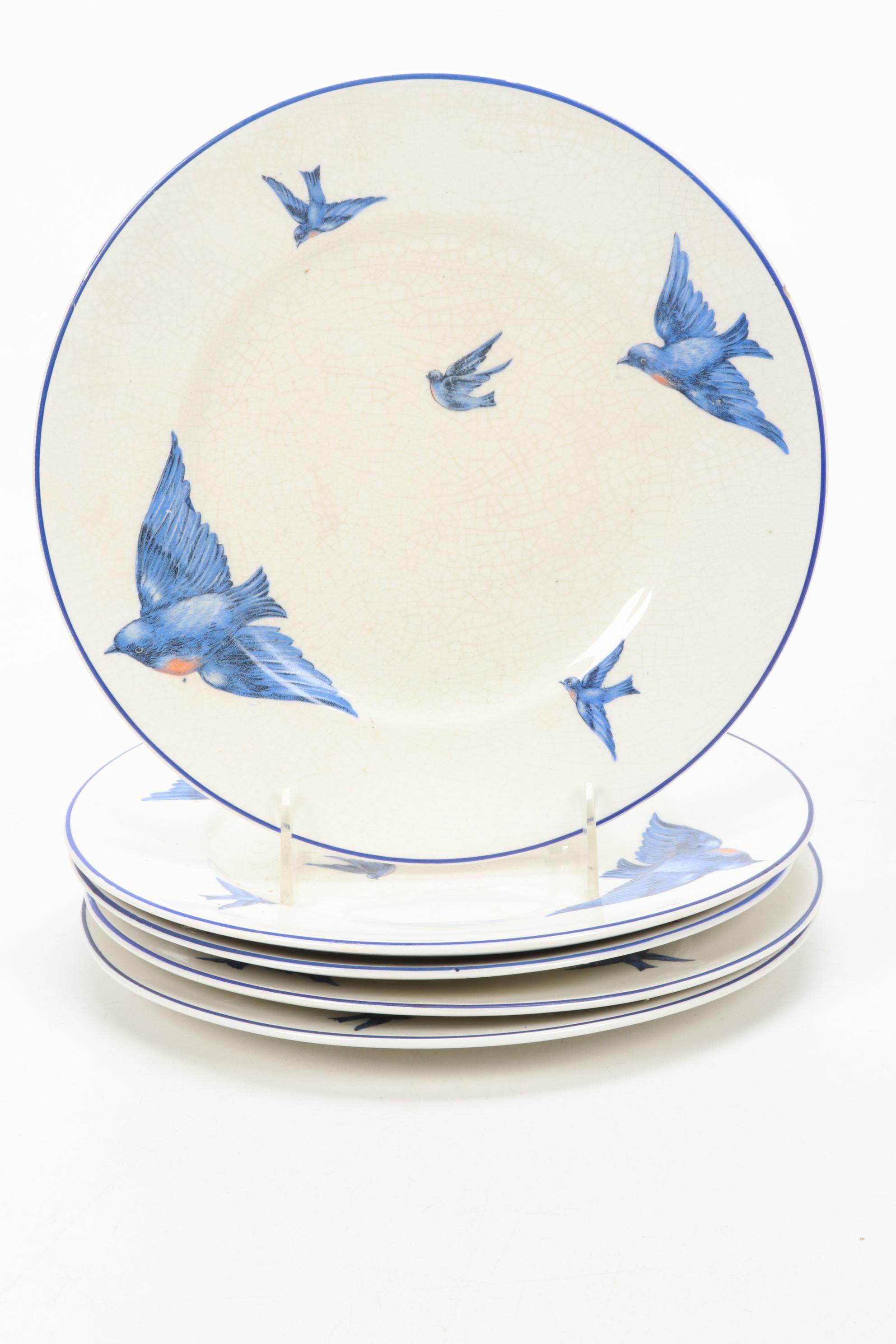 Knowles, Taylor & K "Blue Bird" Transferware Dinnerware, Early 20th Century