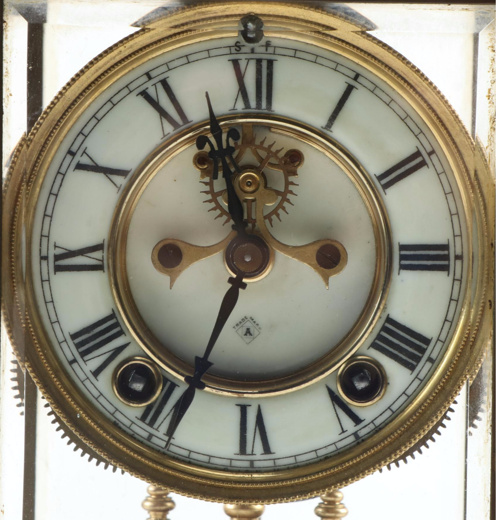 Ansonia Bronze Regulator Mantel Clock with  Mercury Pendulum, Early 20th Century