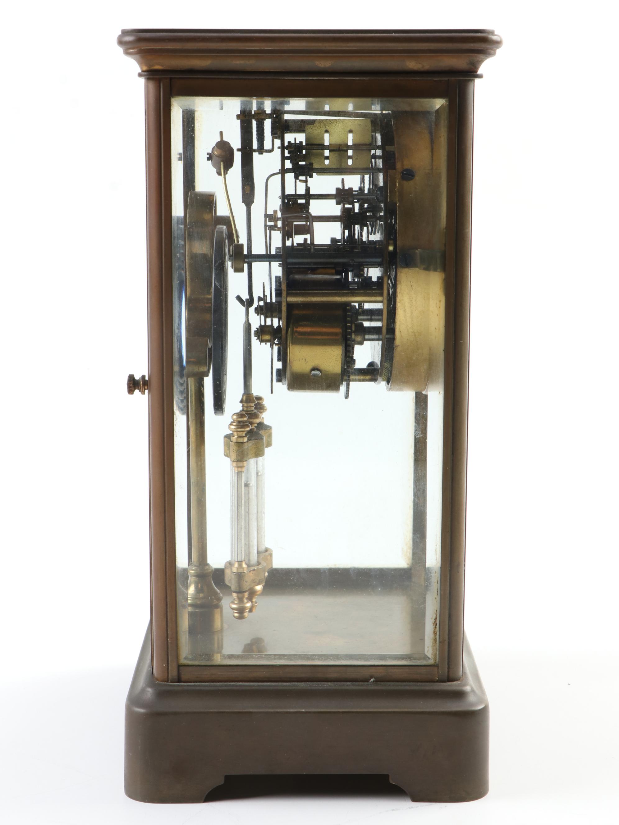 Ansonia Bronze Regulator Mantel Clock with  Mercury Pendulum, Early 20th Century