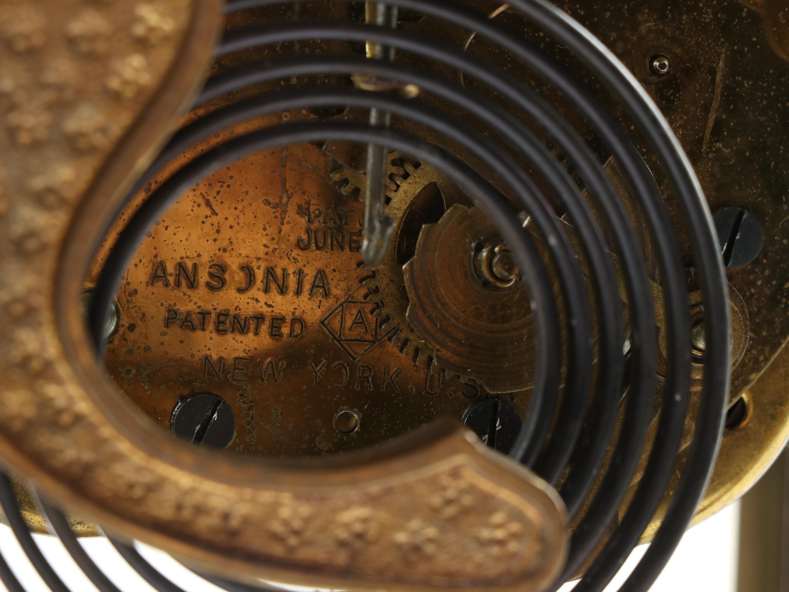 Ansonia Bronze Regulator Mantel Clock with  Mercury Pendulum, Early 20th Century