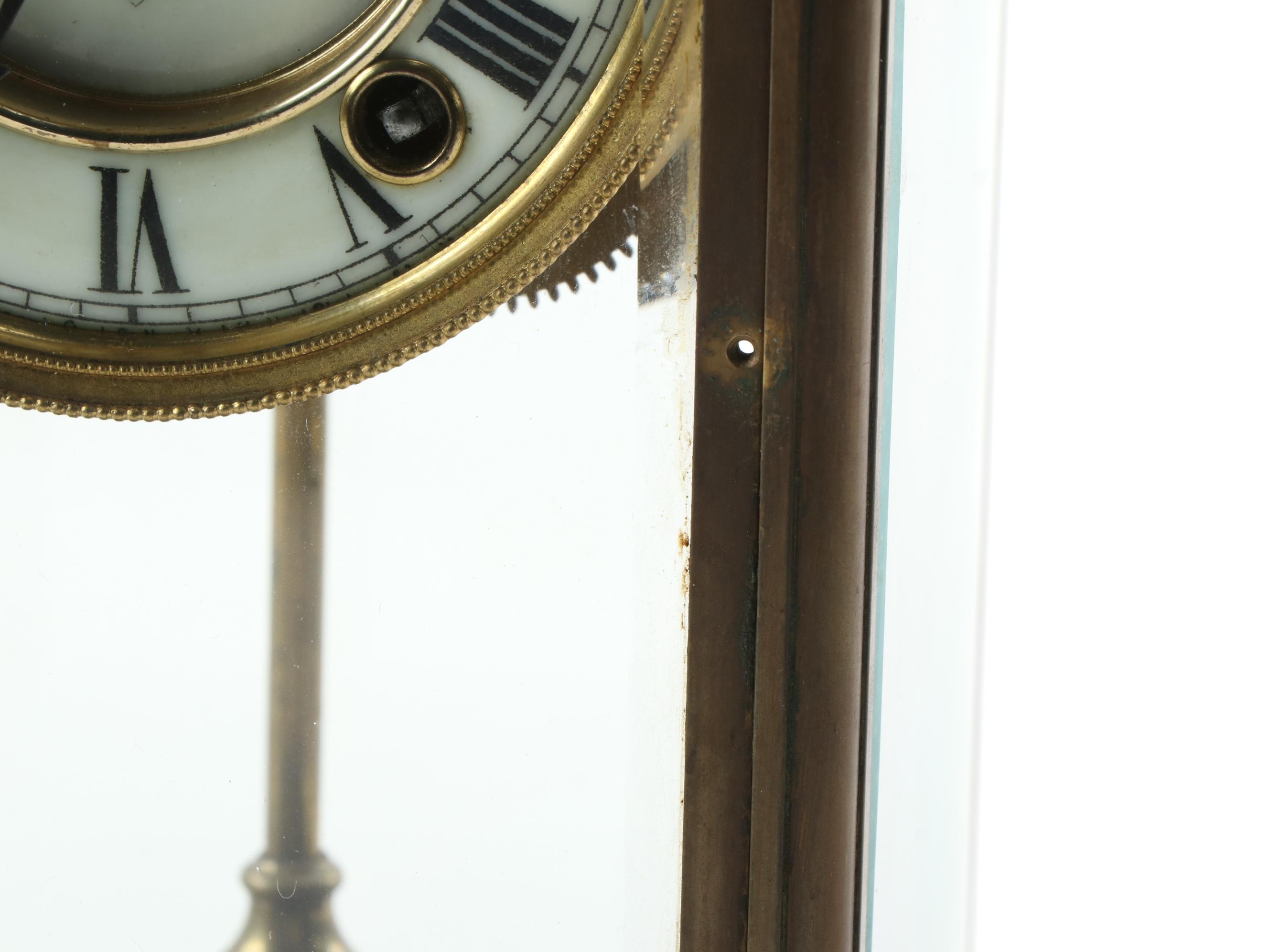 Ansonia Bronze Regulator Mantel Clock with  Mercury Pendulum, Early 20th Century
