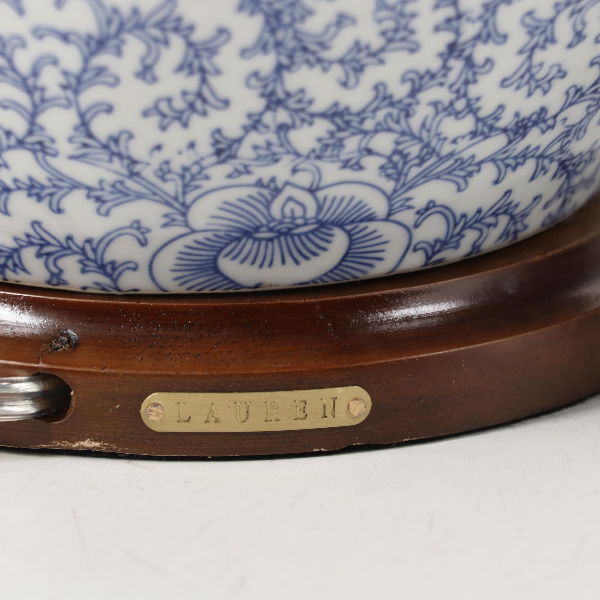 Ralph Lauren Blue and White Ginger Jar Ceramic Table Lamps