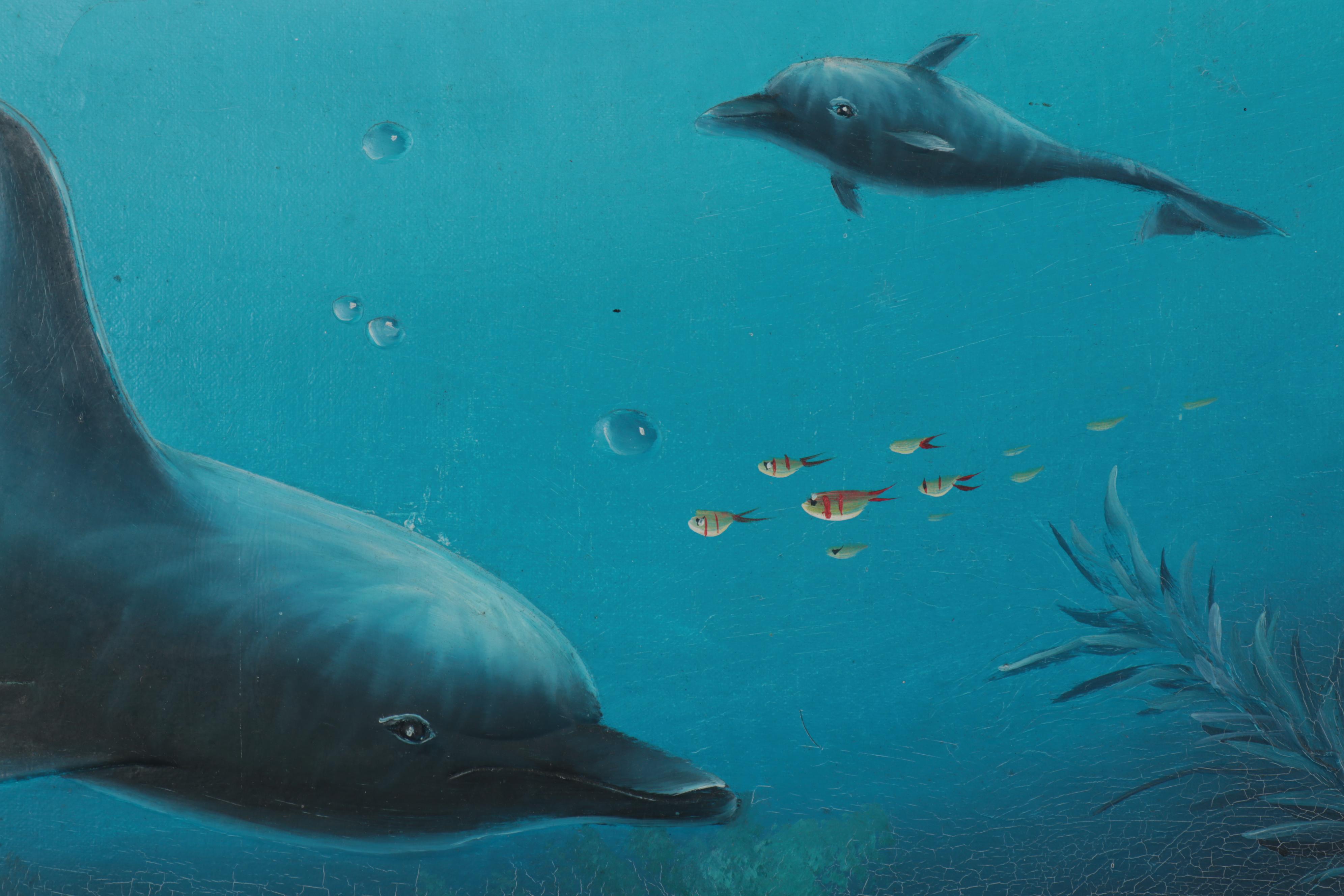 Charles Redmond Benolt Oil Painting of Dolphins and Marine Life