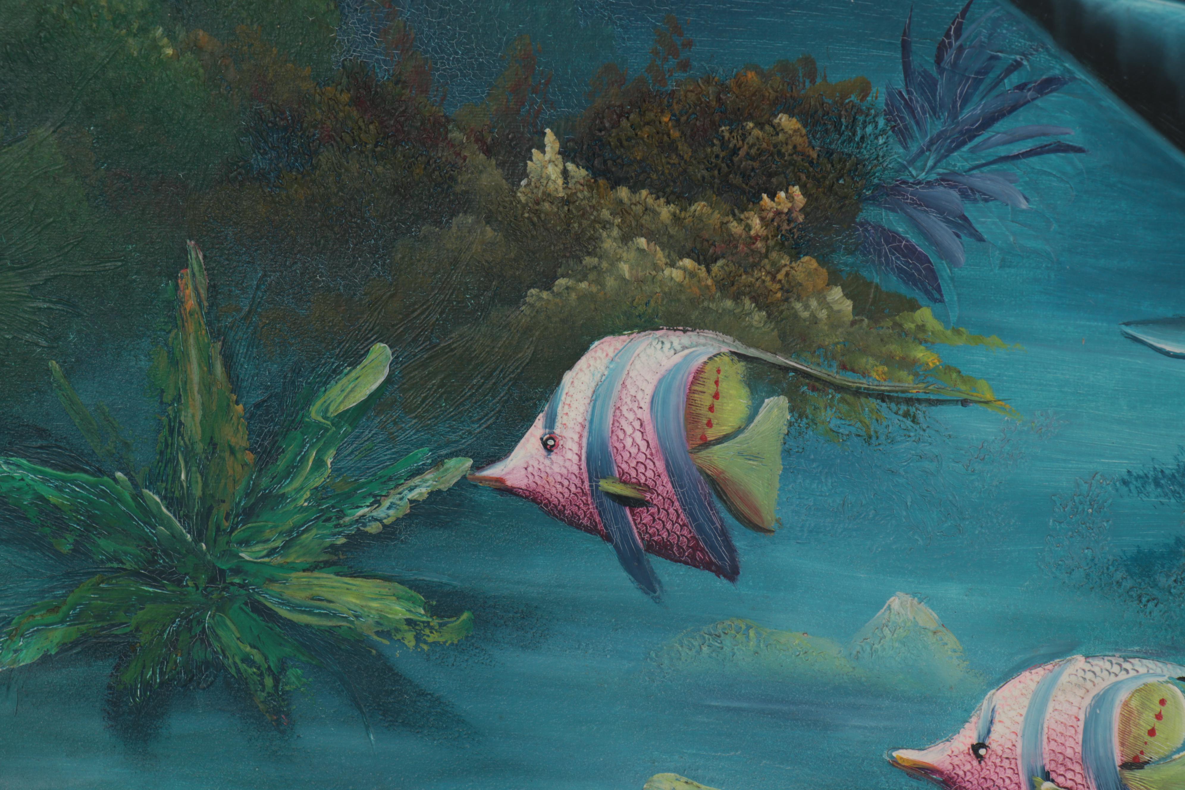 Charles Redmond Benolt Oil Painting of Dolphins and Marine Life