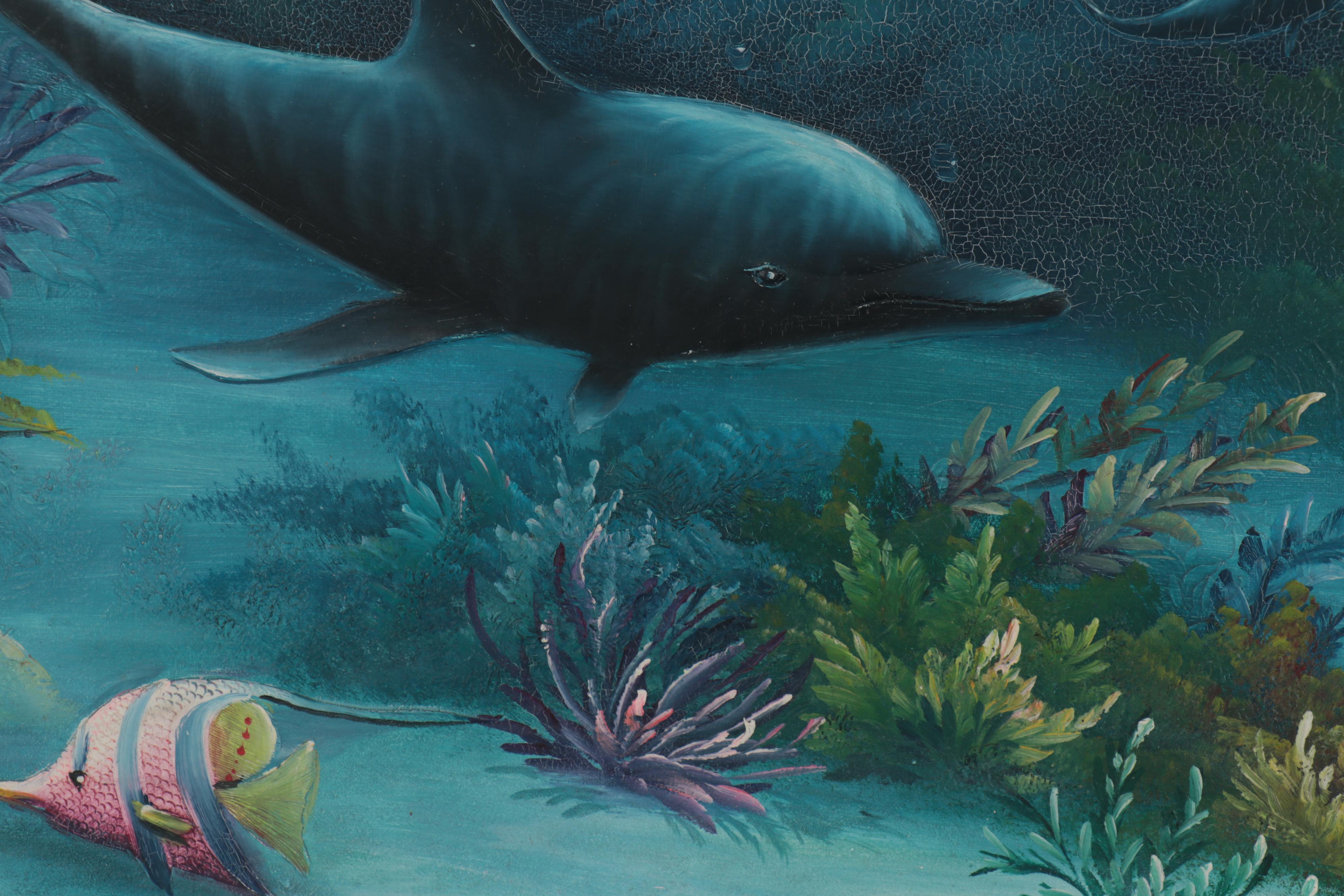 Charles Redmond Benolt Oil Painting of Dolphins and Marine Life