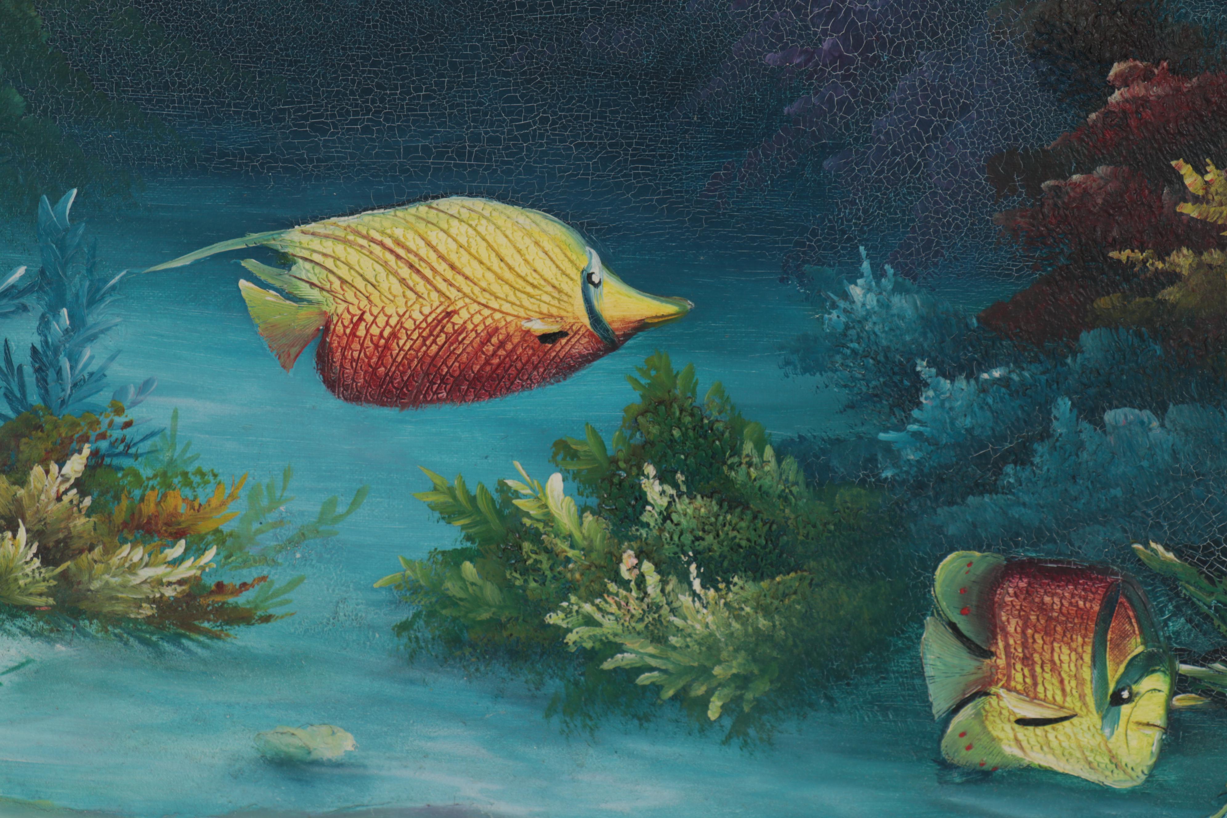 Charles Redmond Benolt Oil Painting of Dolphins and Marine Life