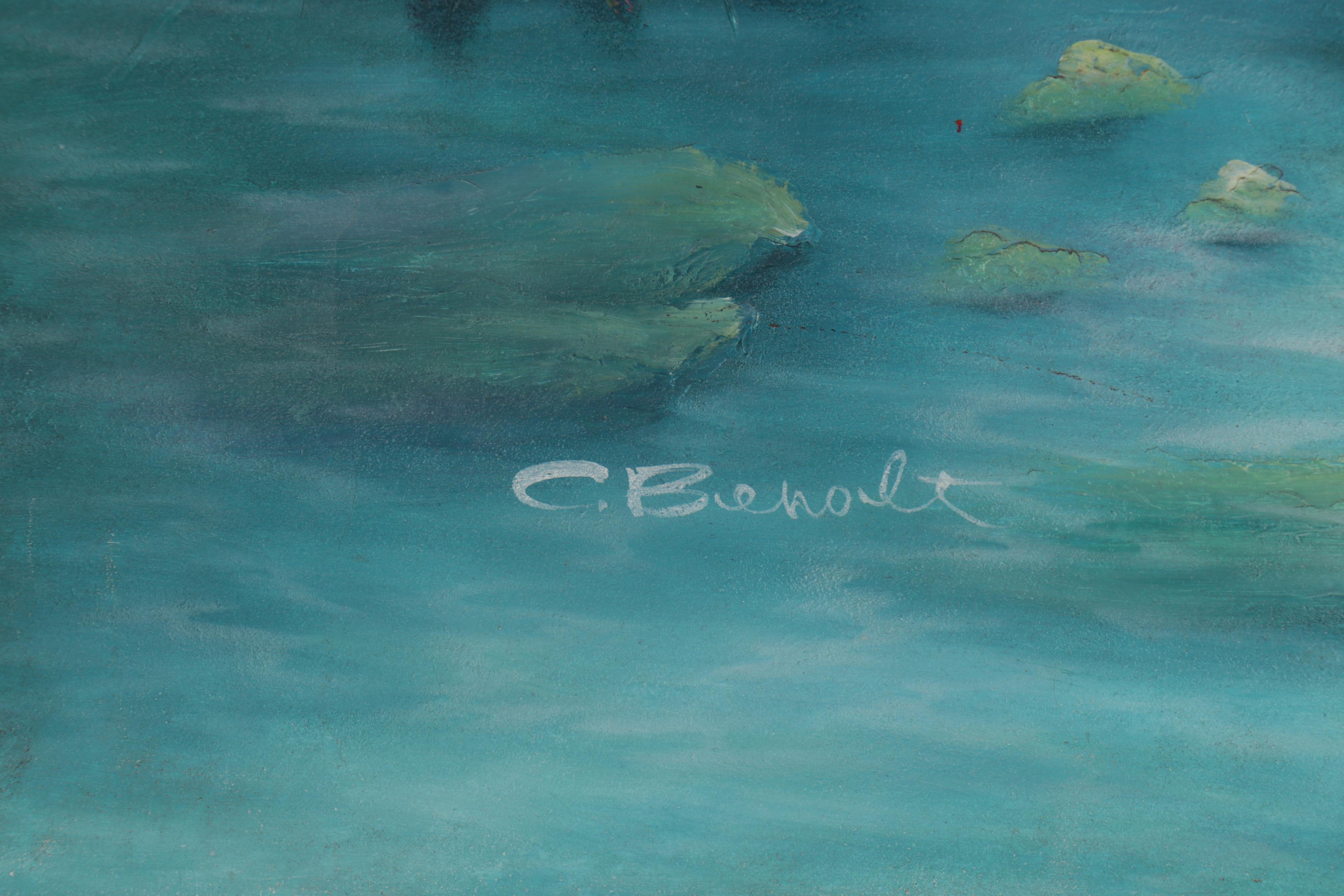 Charles Redmond Benolt Oil Painting of Dolphins and Marine Life