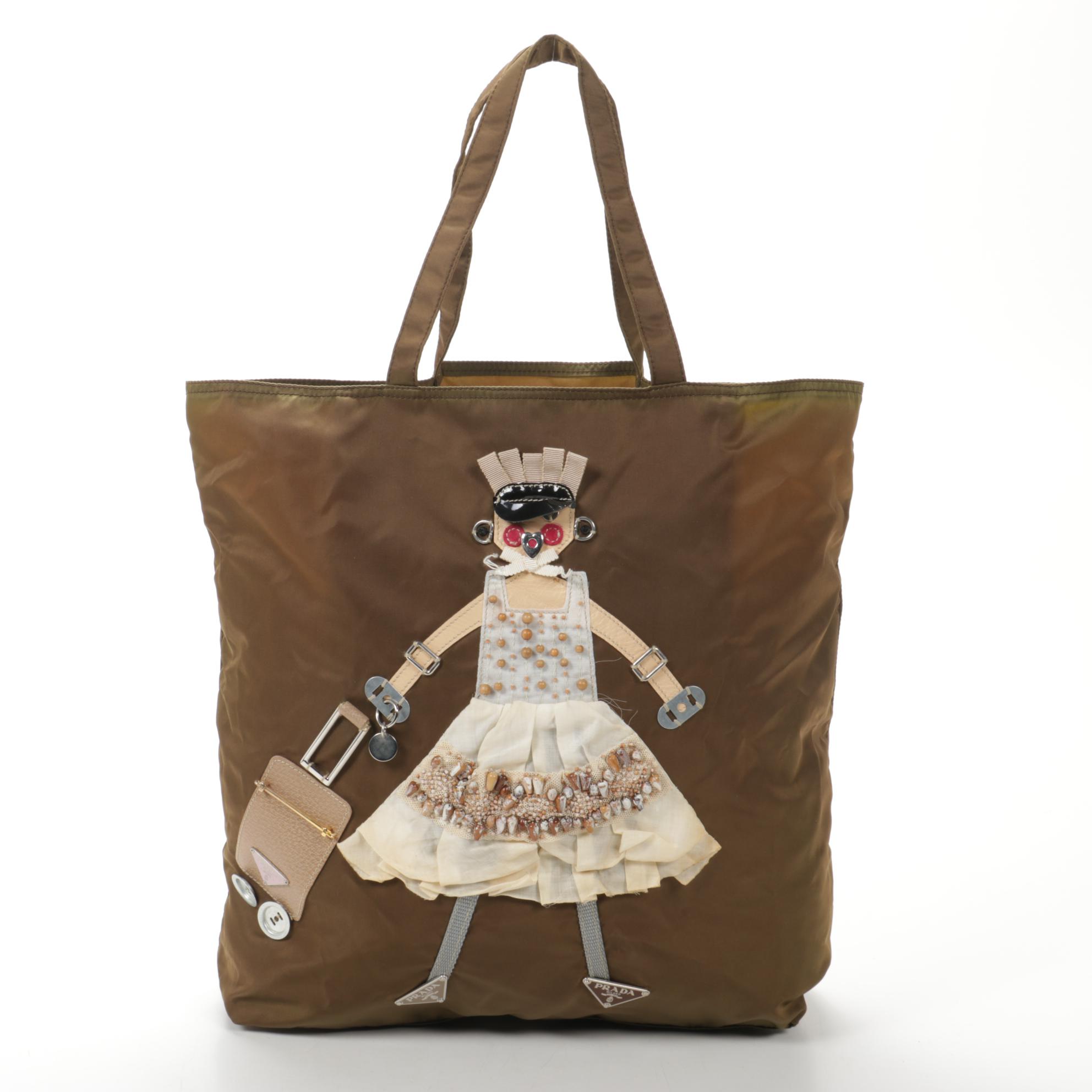 Prada Robot Tote Bag in Olive Tessuto Nylon